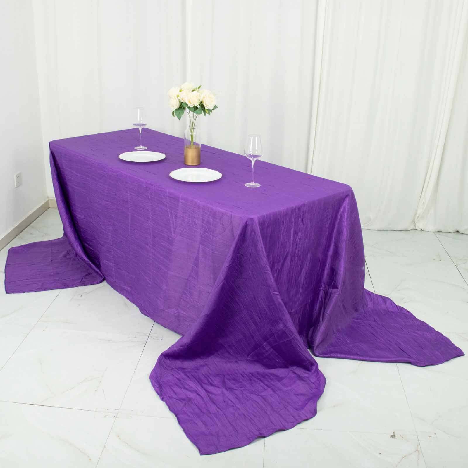Purple Crinkle Taffeta Rectangle Tablecloth 90x156 - Seamless Design