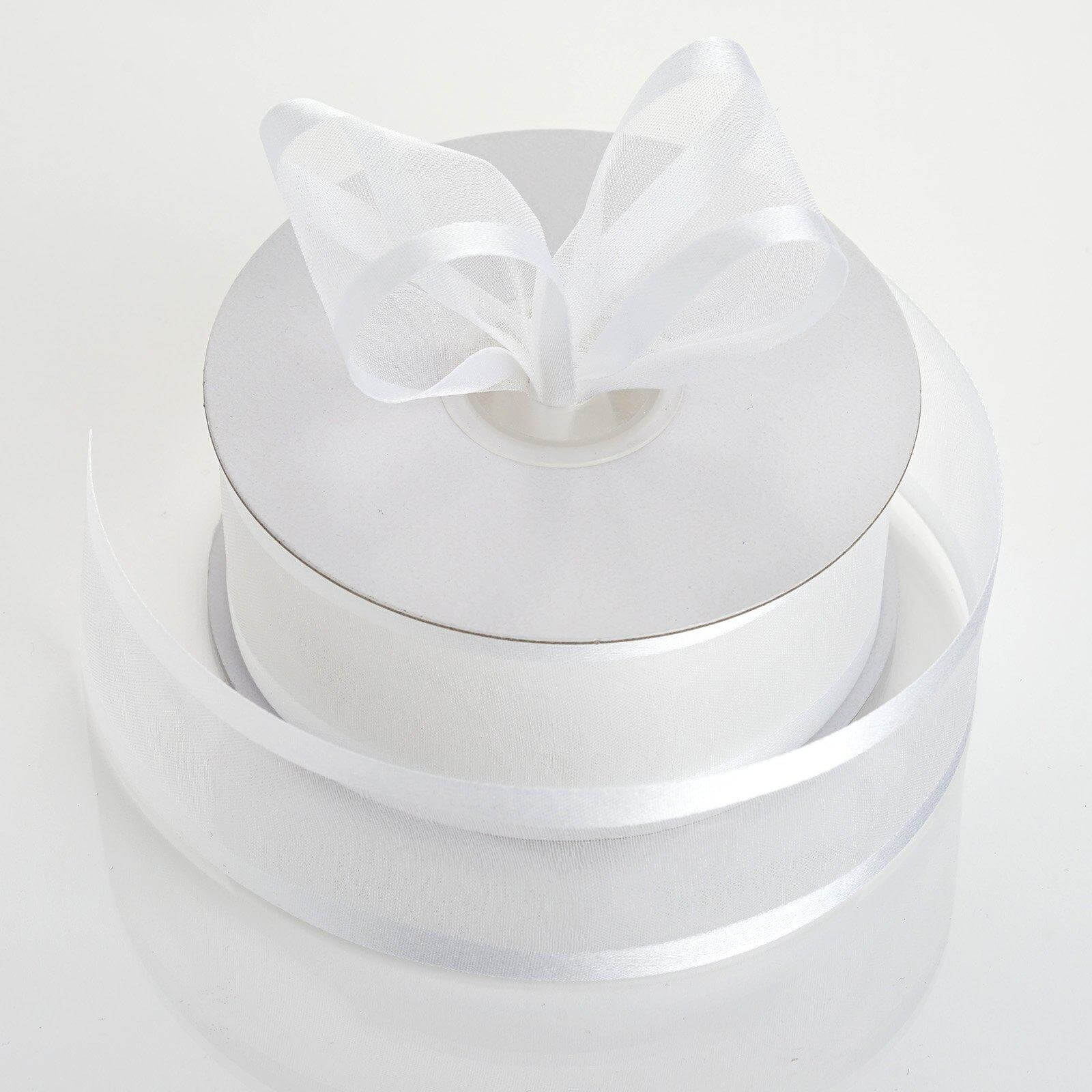 25-Yard 1.5 White Organza Ribbon with Satin Edges - Premium for Decor