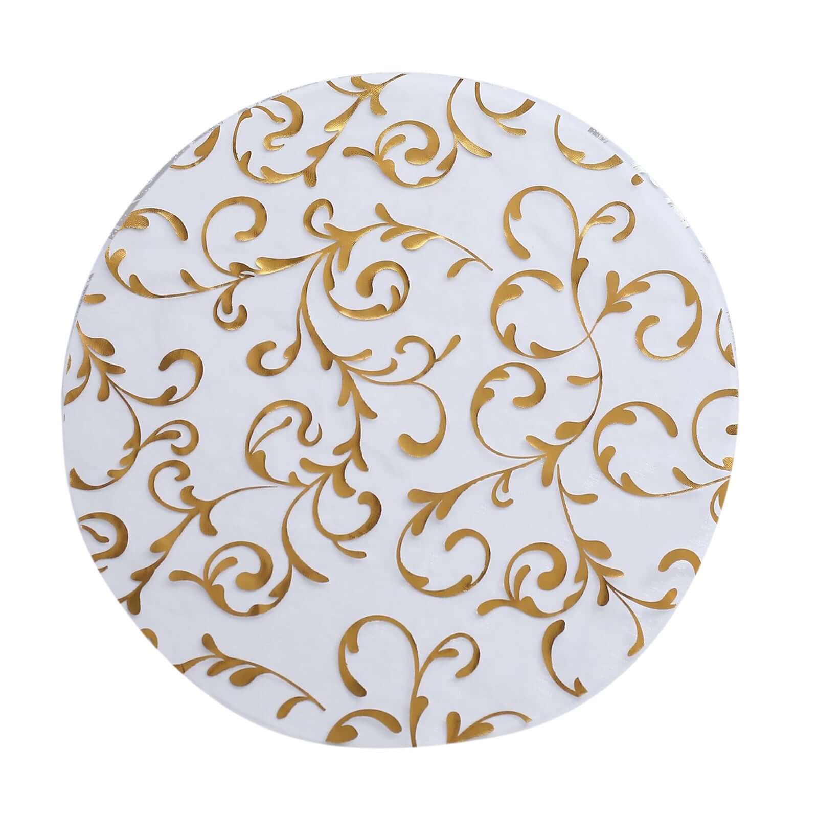 Hot Deal! 10-Pack Metallic Gold Round Organza Disposable Table Placemats with Embossed Foil Flower Design