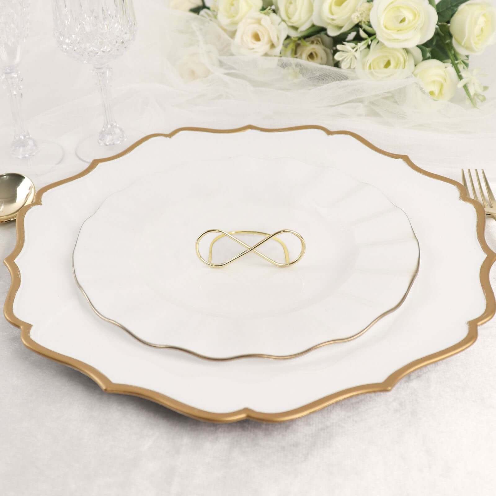 Hot Deal! 10-Pack Gold Metal Infinity Design Card Holder Stands for Weddings and Events