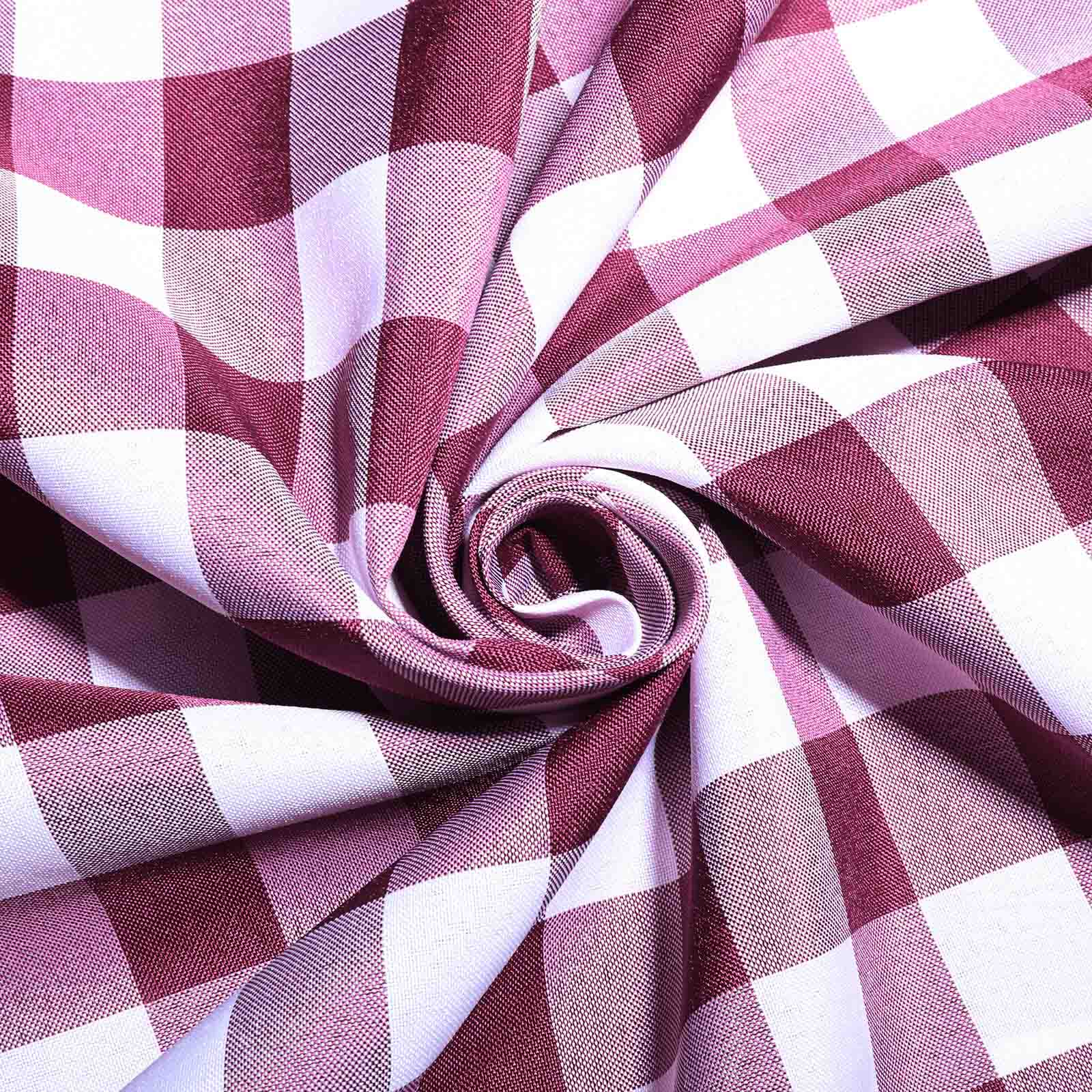 Hot Deal! 60x126 Polyester Buffalo Plaid White/Burgundy Rectangle Tablecloth