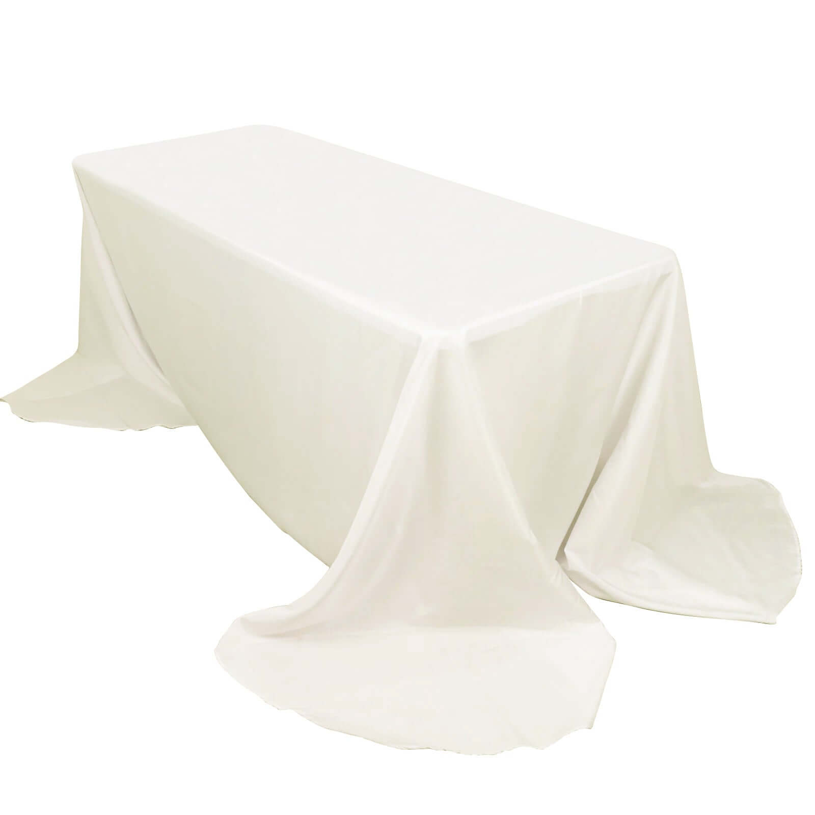Ivory Polyester 90x156 Rectangle Tablecloth with Rounded Corners - Perfect for Events!