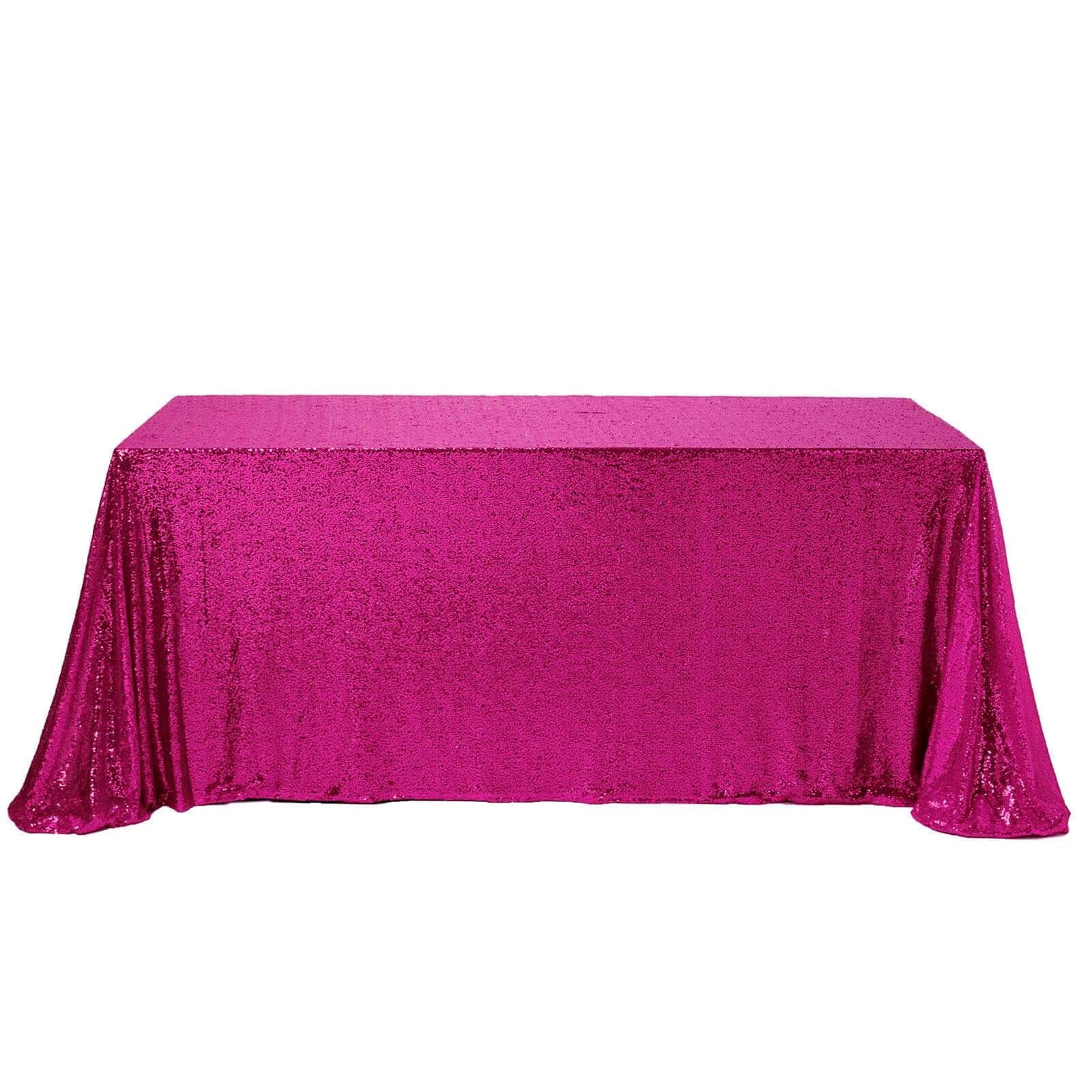 Hot Deal! Fuchsia Sequin Rectangle Tablecloth (90x156) for Stunning Event Decor