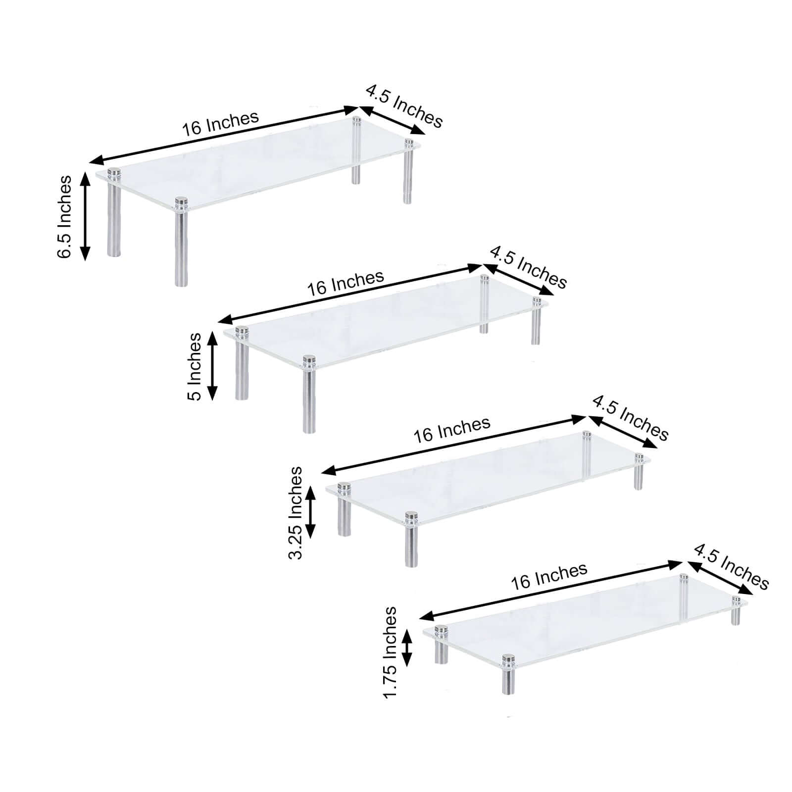 Hot Deal! Set of 4 Clear Premium Acrylic Dessert Display Stands for Cupcakes, Pastries & Appetizers