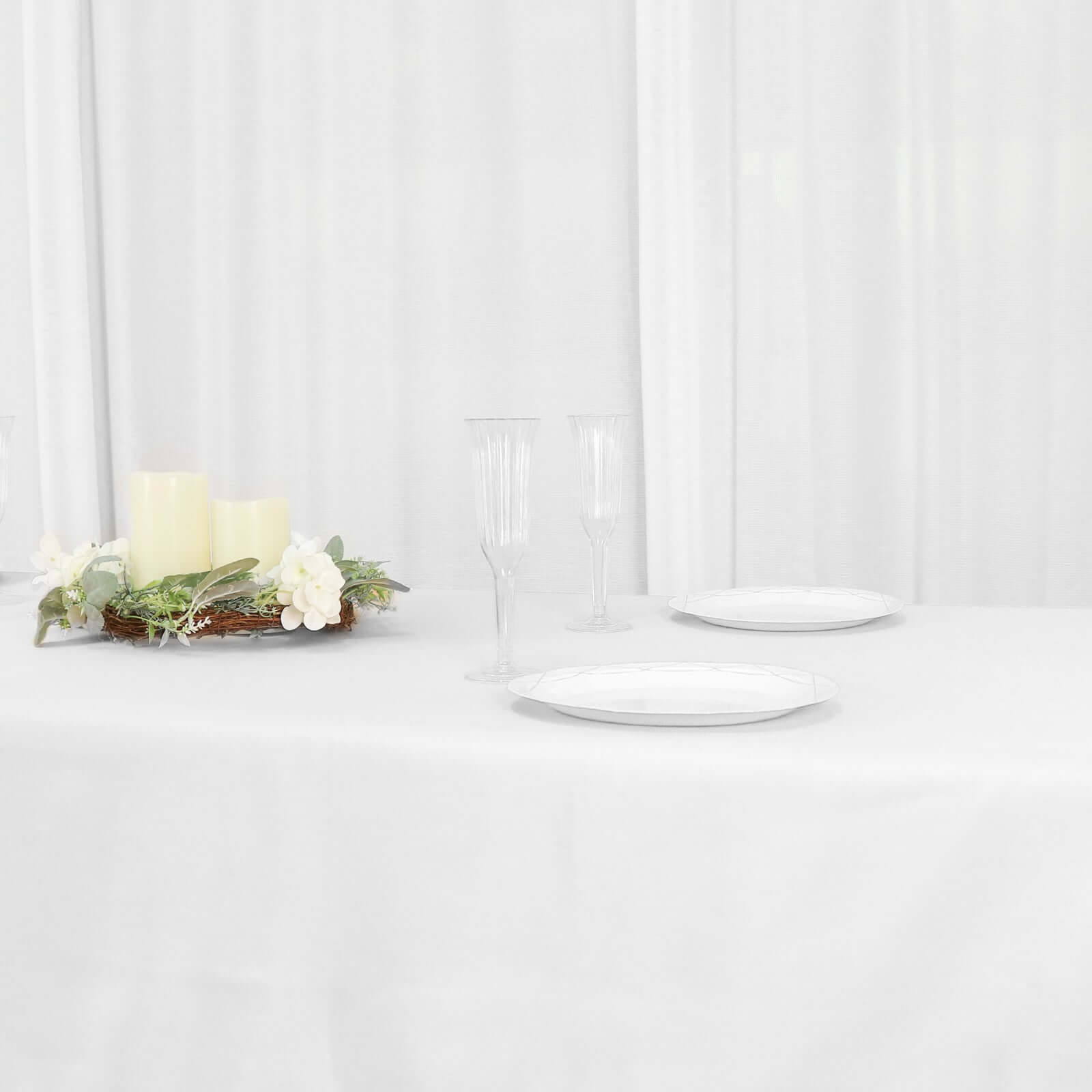 Wrinkle-Resistant White Polyester Rectangle Tablecloth 54x96 for Weddings & Events