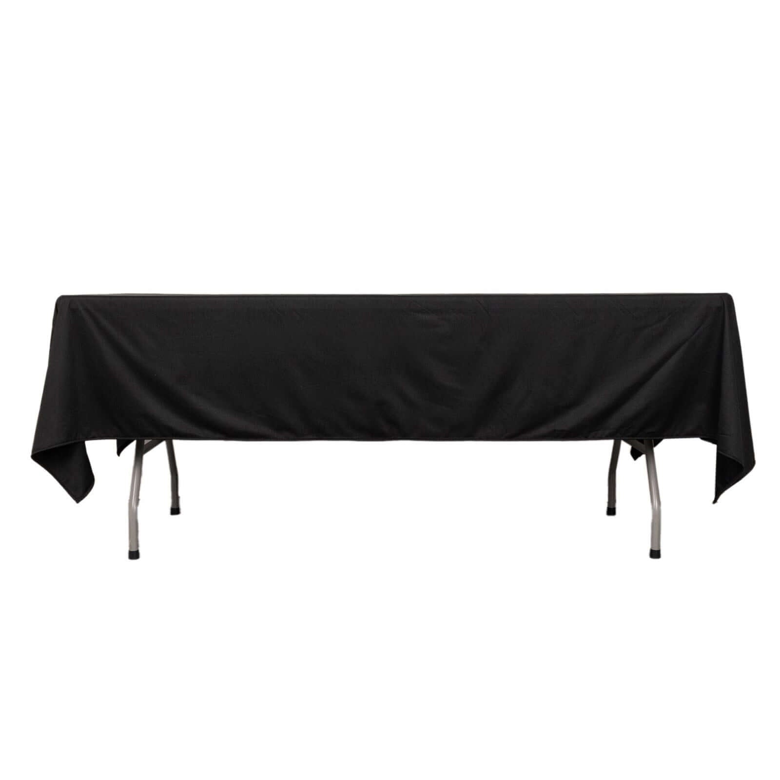 Exclusive Black 60x102 Scuba Polyester Wrinkle-Free & Stain-Resistant Rectangular Tablecloth for Weddings and Banquets