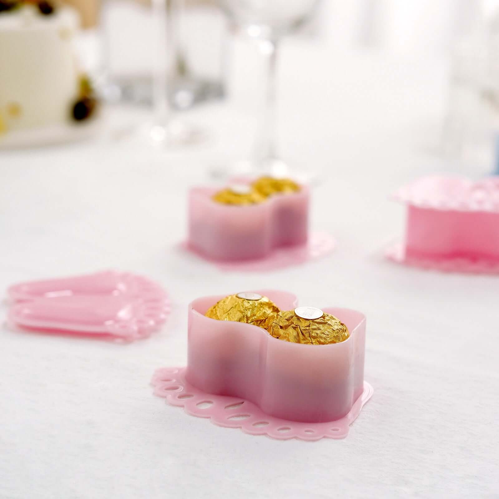 12-Pack Clear/Pink Fillable Baby Feet Style Mini Candy Containers - Ideal for Baby Shower Favors