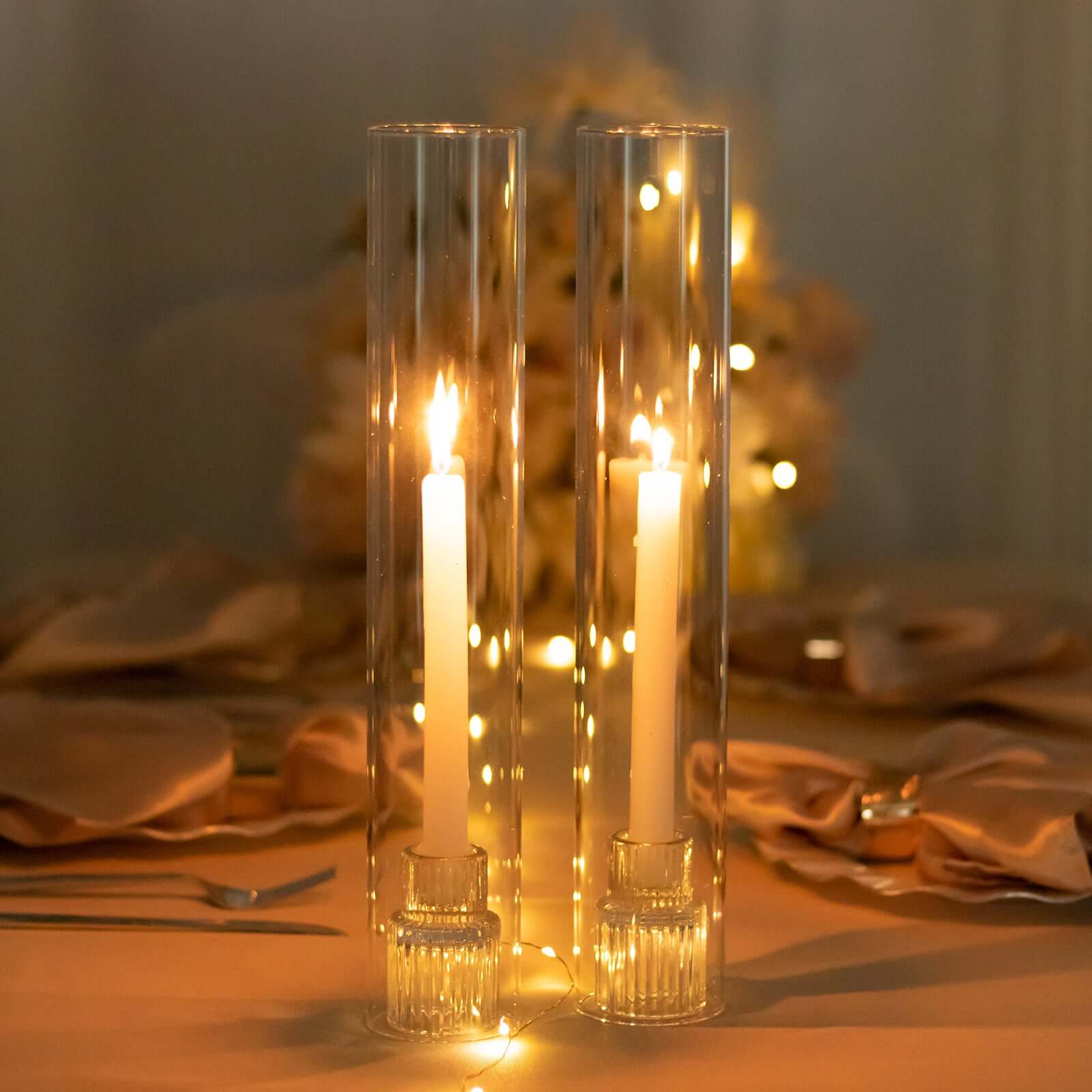 Hot Deal! 2-Pack Clear Glass Cylinder Hurricane Candle Shades, 2.25 Diameter, 14 Height