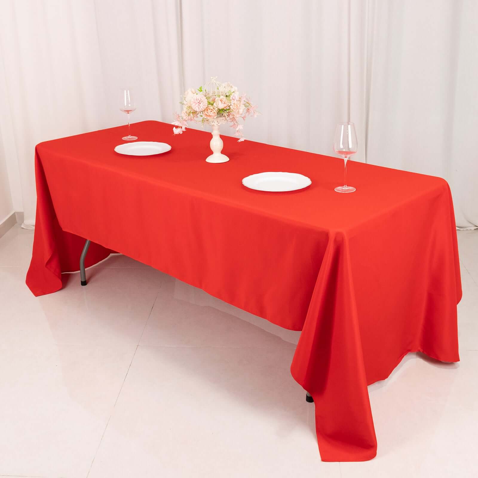 Hot Deal! Red 60x126 Rectangle Premium Polyester Stain-Resistant 220GSM Tablecloth