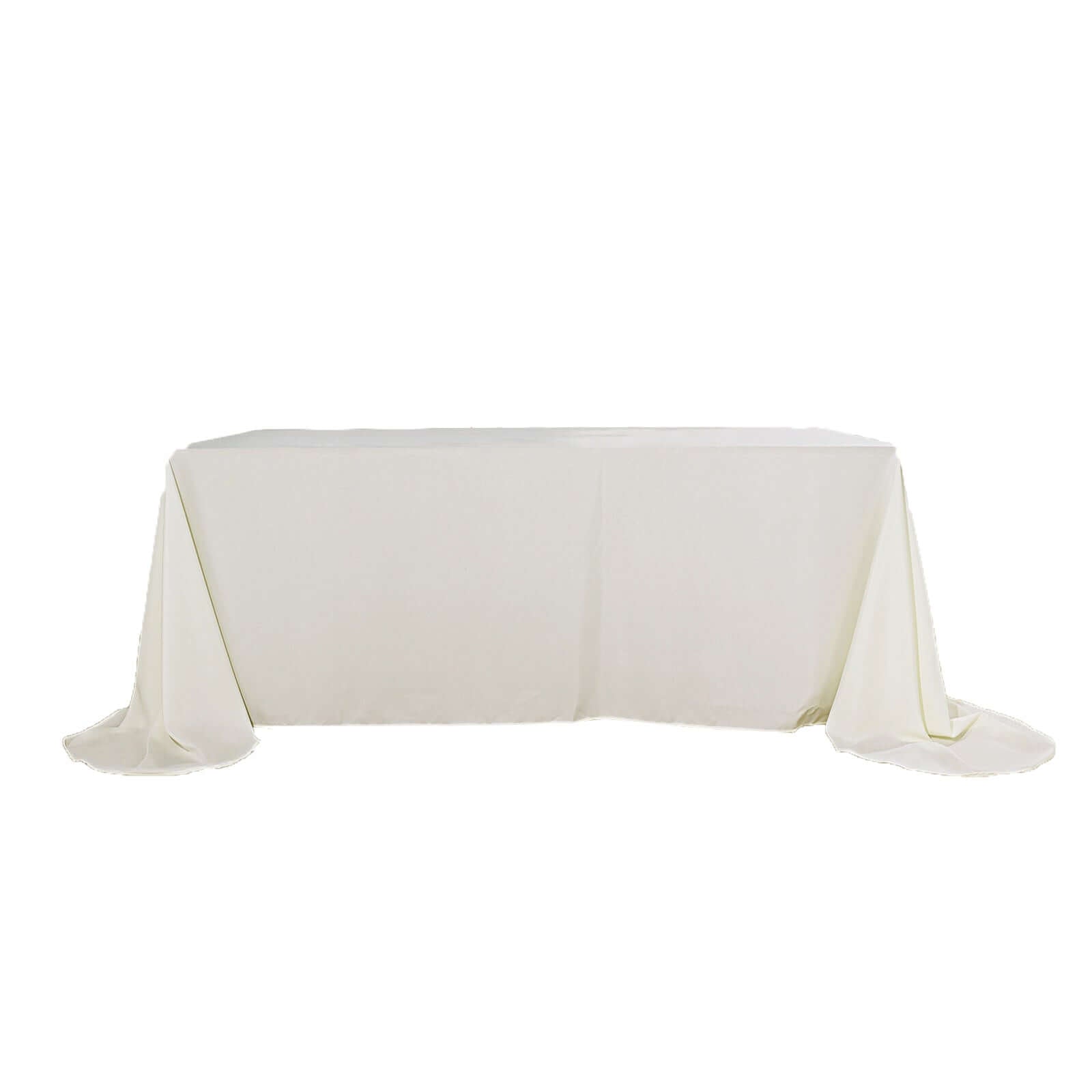 Ivory Polyester 90x156 Rectangle Tablecloth with Rounded Corners - Perfect for Events!