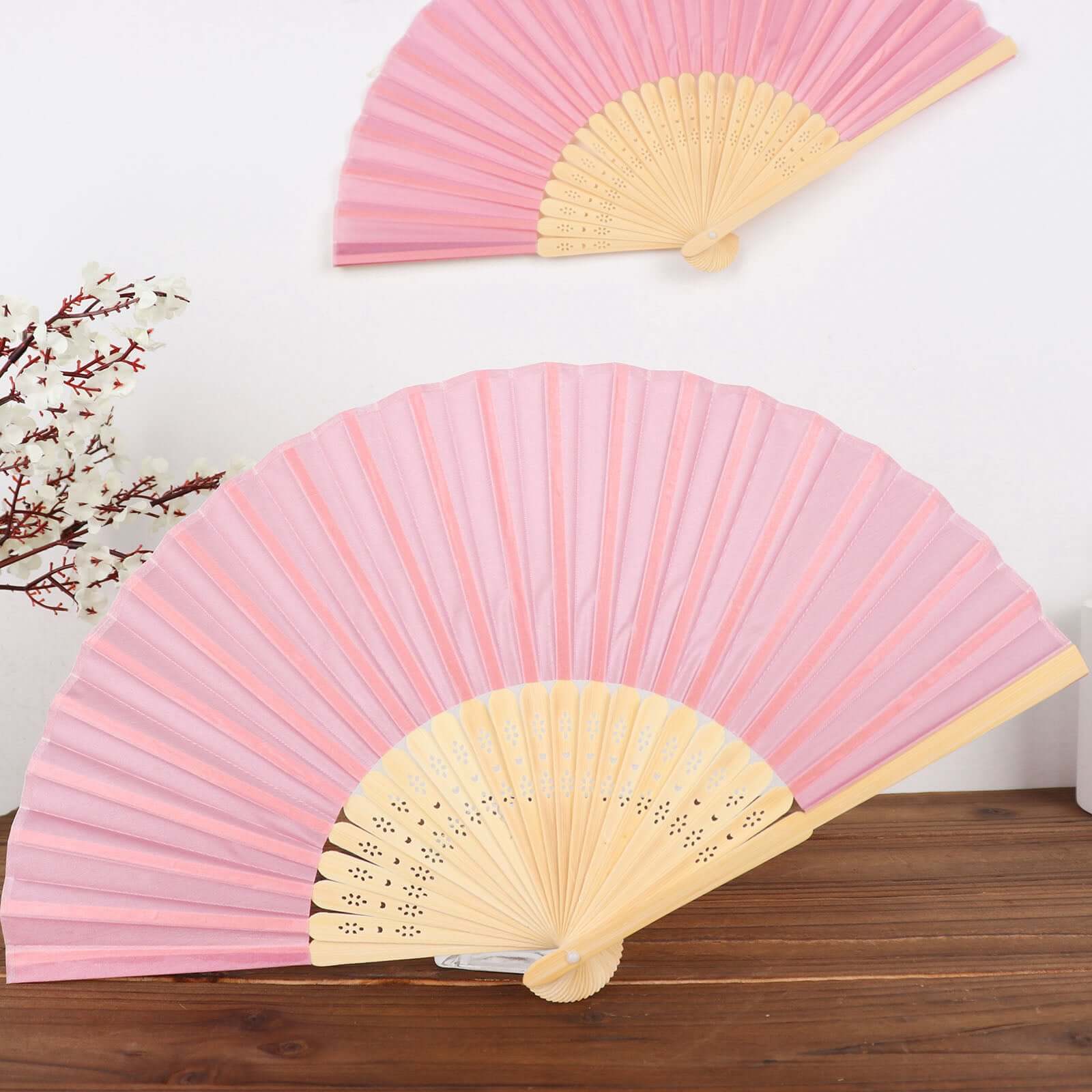 Hot Sale! 5-Pack Dusty Rose Asian Silk Folding Fans Ideal for Party Favors