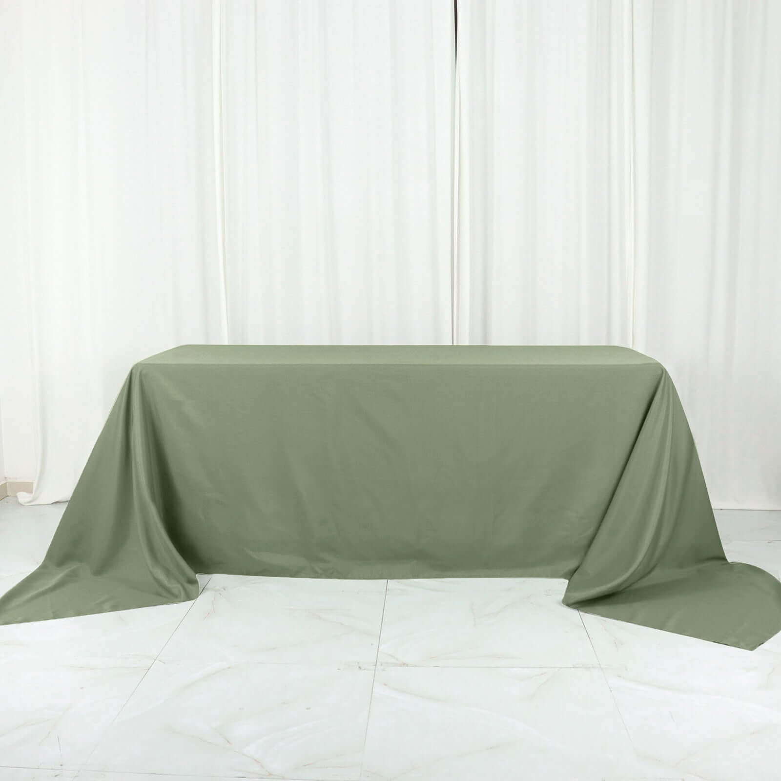 Exclusive! Seamless Wrinkle-Resistant 90x156 Polyester Rectangle Tablecloth in Dusty Sage Green