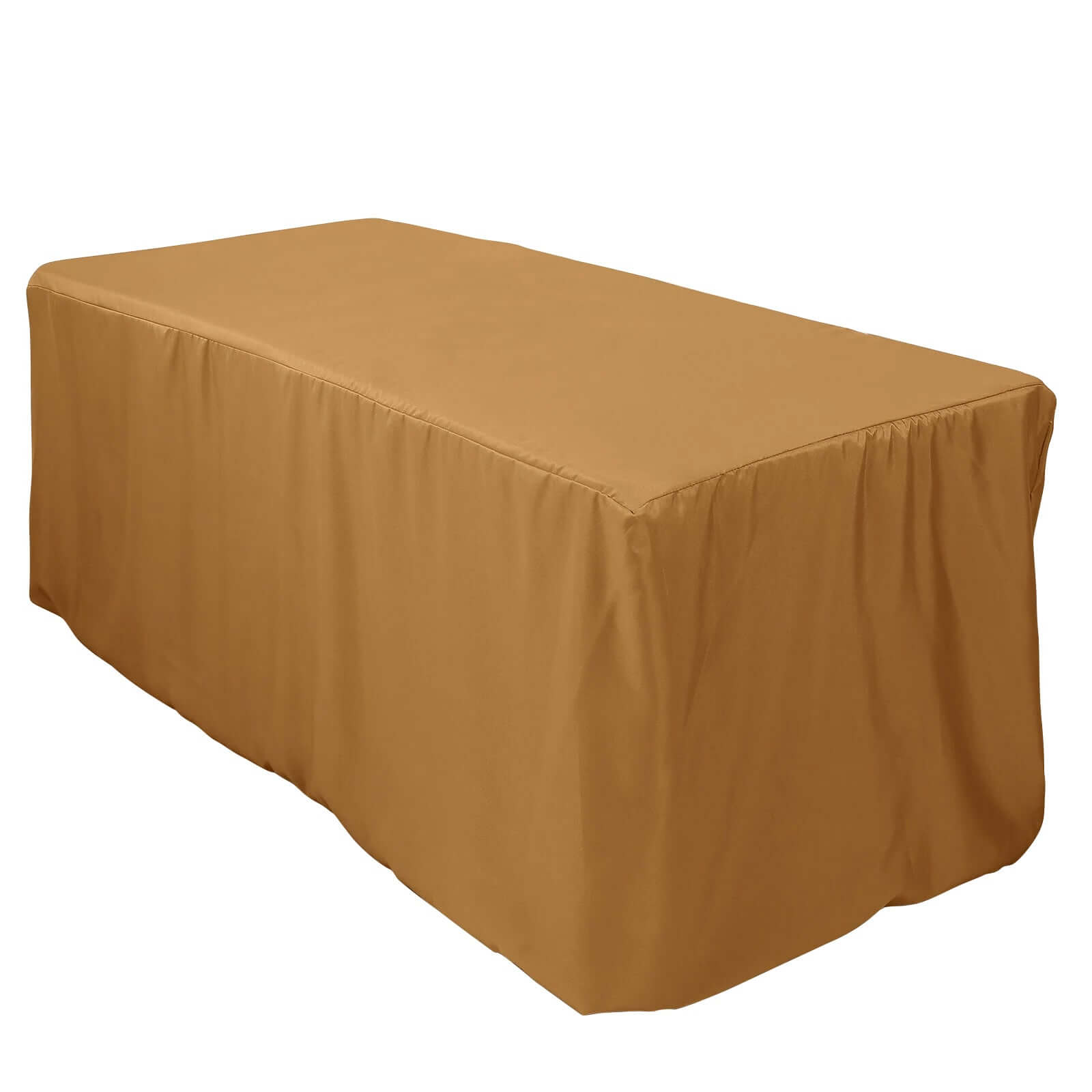 Gold Fitted Polyester 72x30 Rectangle Tablecloth - Durable for Events