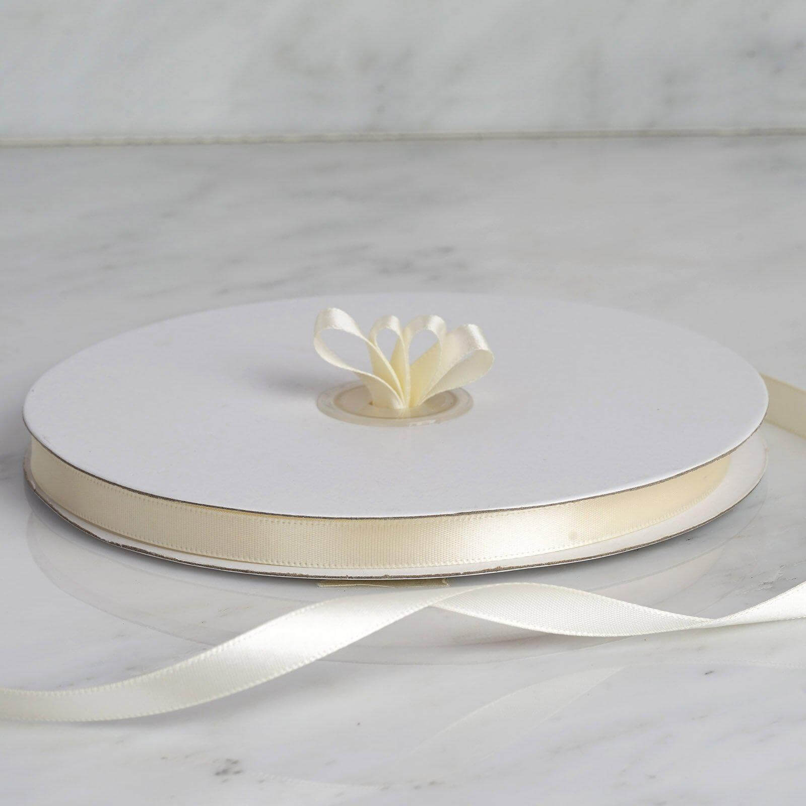 100 Yards of 3/8 Ivory Single-Sided Decorative Satin Ribbon