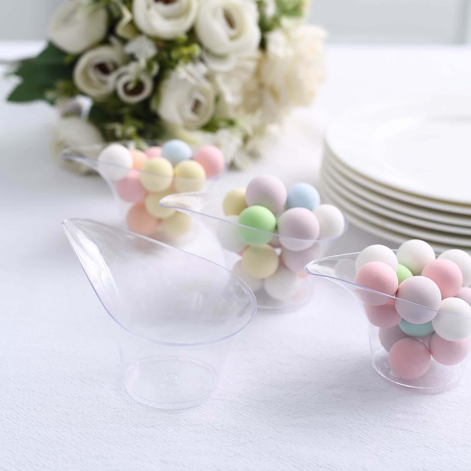 24-Pack Clear Plastic Disposable Mini Dessert Cups with Teardrop Top for Parties - 3oz