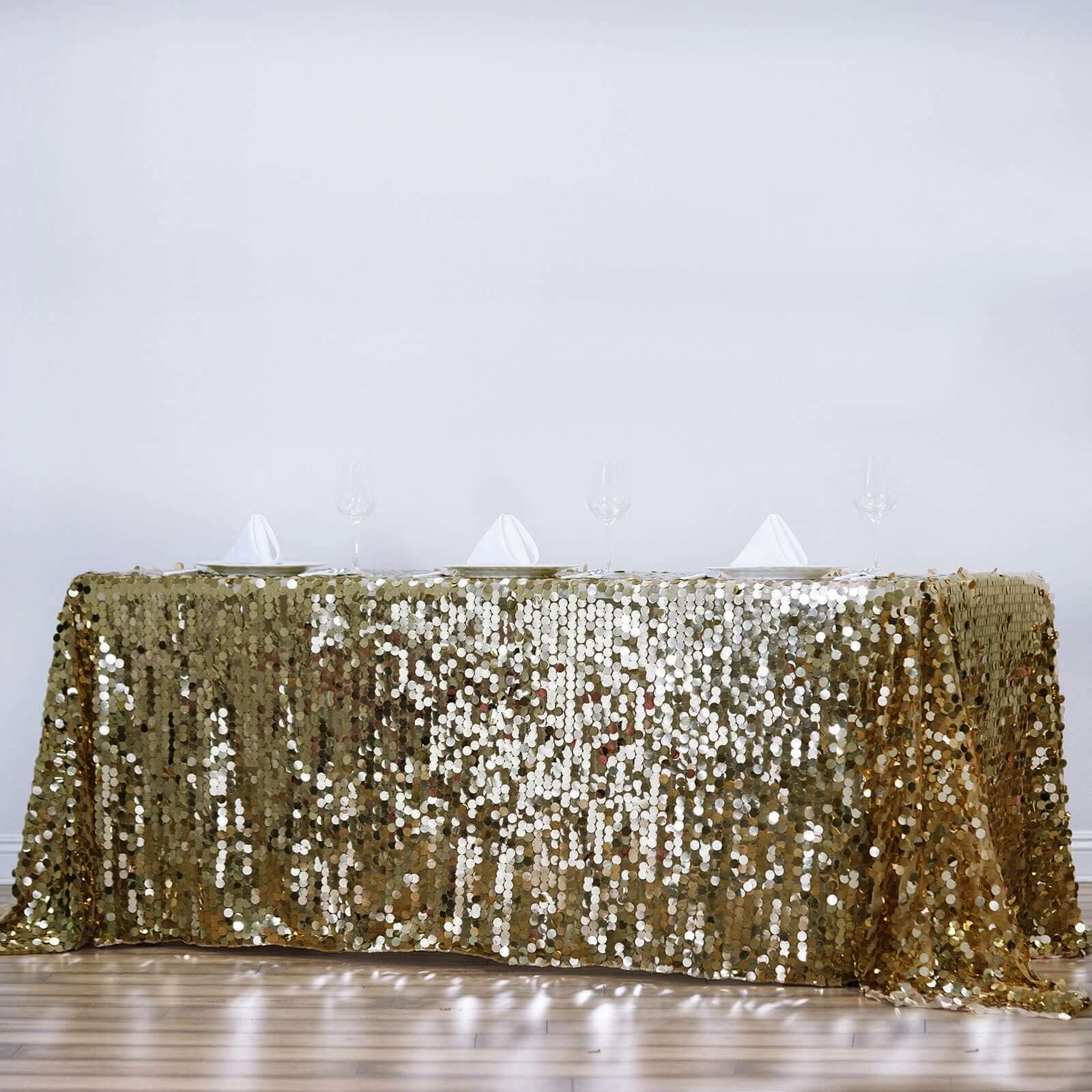 Hot Sale! Champagne Sequin Rectangle Tablecloth 90x156 for Various Events