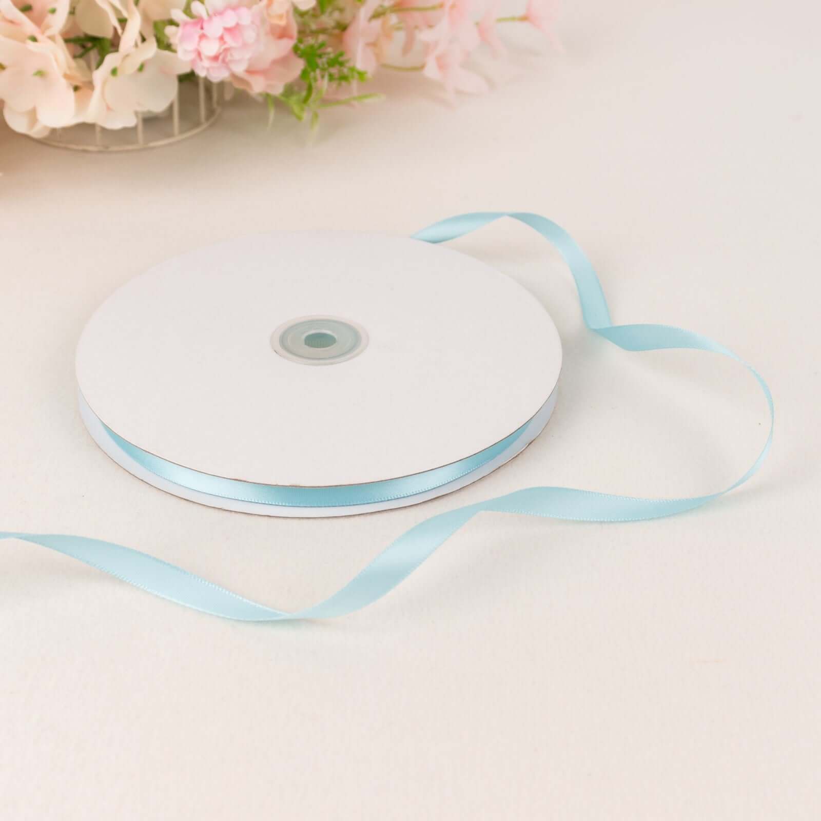 100-Yard 3/8-Inch Baby Blue Single-Sided Decorative Satin Ribbon Roll