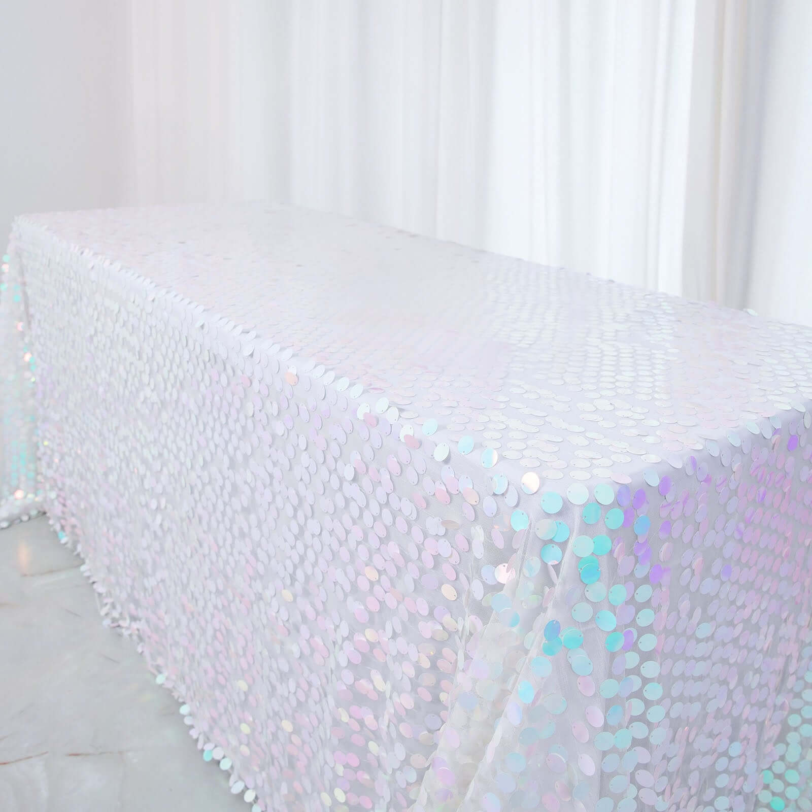 Hot Sale! Iridescent Blue Sequin Rectangle Tablecloth 90x156 for Various Events