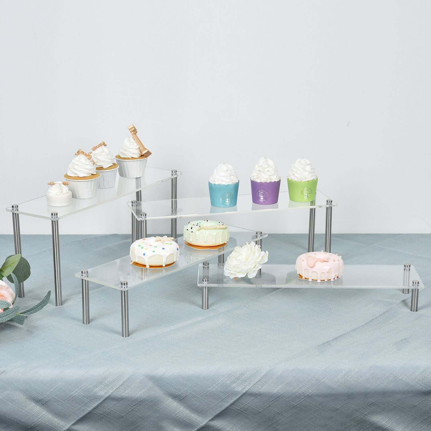 Hot Deal! Set of 4 Clear Premium Acrylic Dessert Display Stands for Cupcakes, Pastries & Appetizers