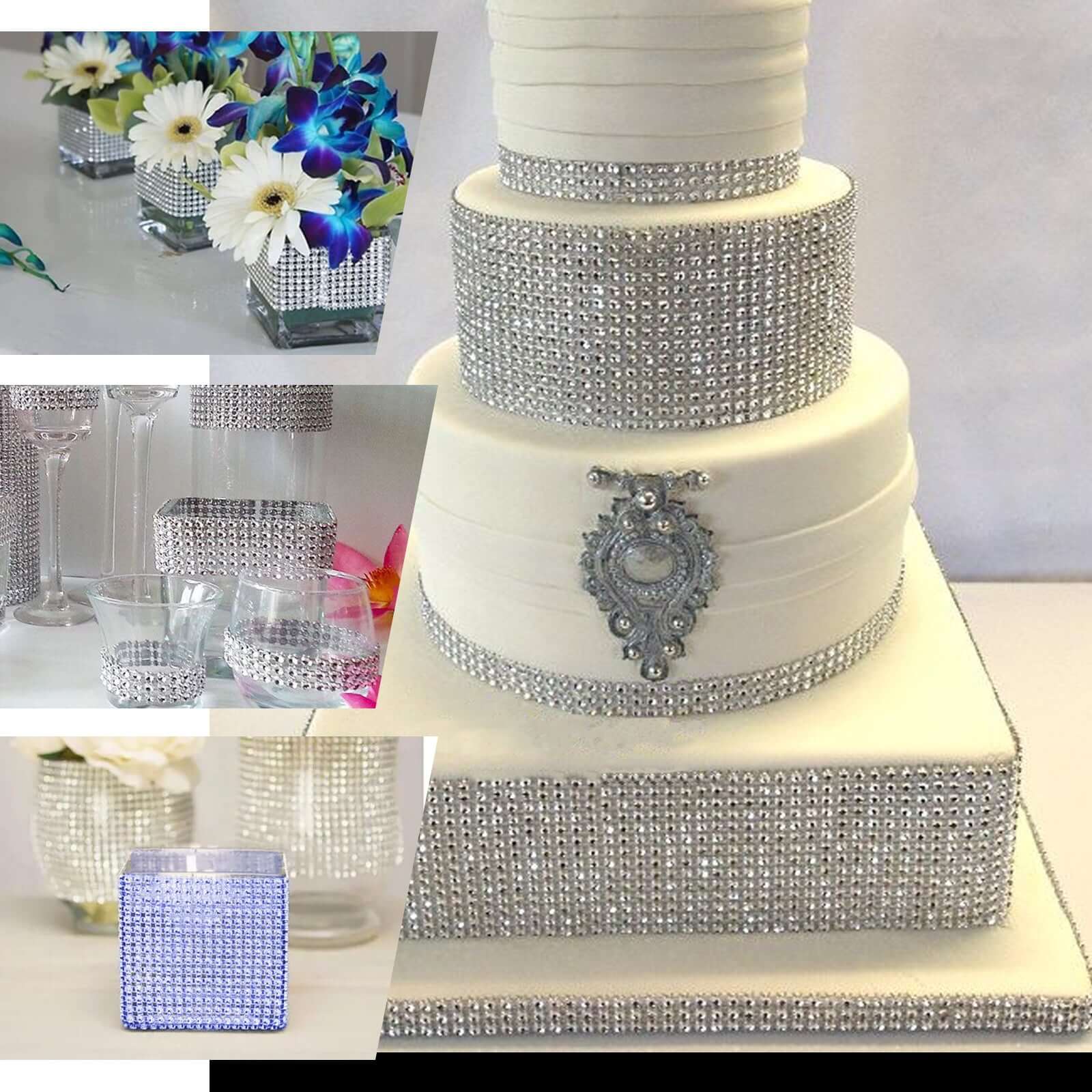 Hot Sale! 5x10 Yards Champagne Shiny Diamond Rhinestone Ribbon Roll for DIY Crafts and Decor