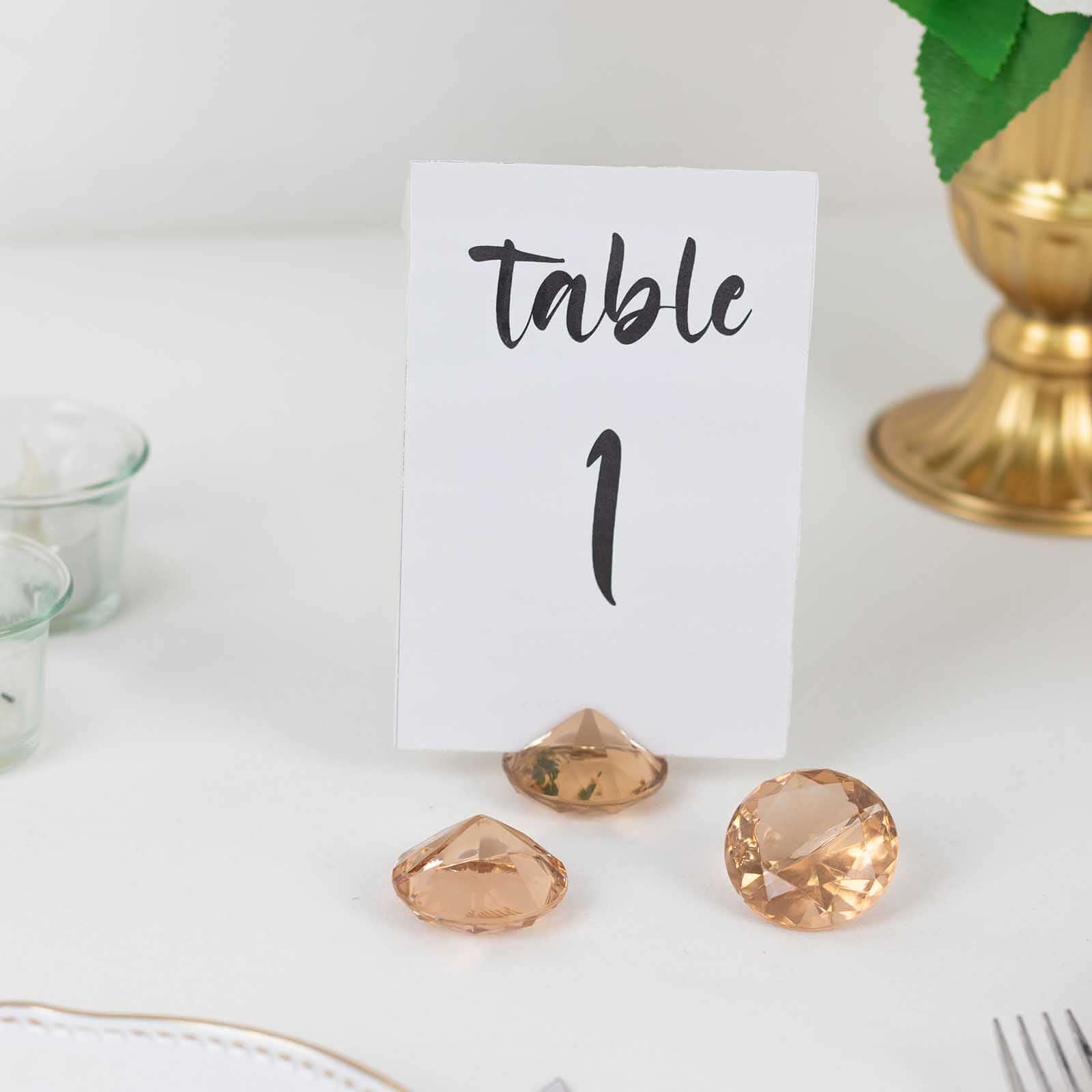 Hot Sale! 10-Pack Plastic Diamond-Shaped Card Holder Stands in Amber for Wedding Table Decor