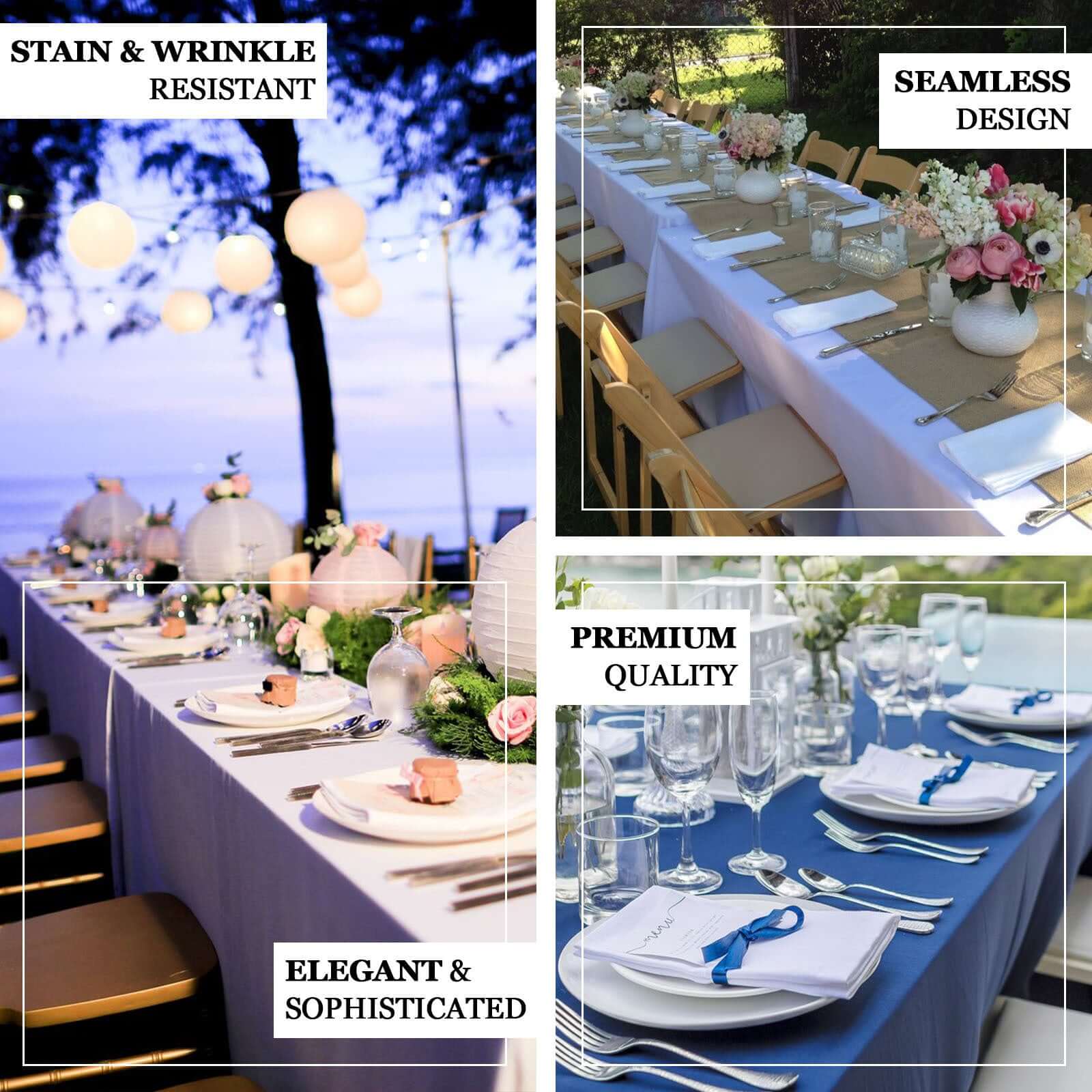 Royal Blue Wrinkle-Resistant 50x120 Polyester Rectangle Tablecloth - Ideal for Events