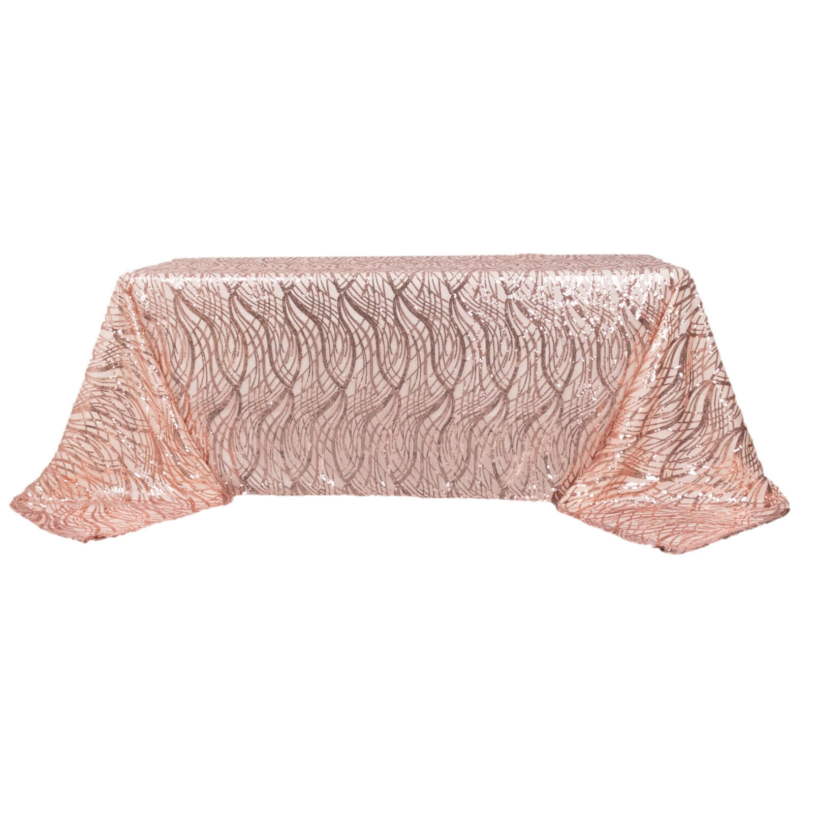 Sparkly Rose Gold Sequin Embroidered Mesh Rectangle Tablecloth (90x156) for Special Events