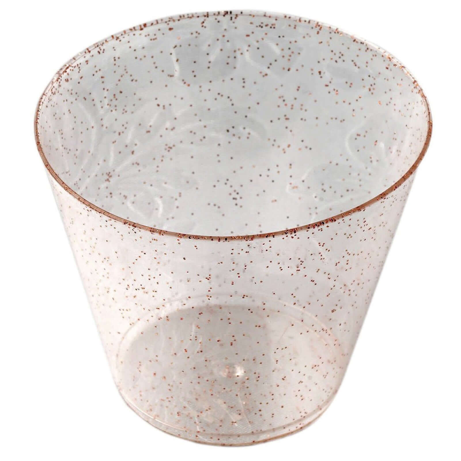 Stylish 9oz Blush Glittered 12-Pack Disposable Plastic Party Glasses