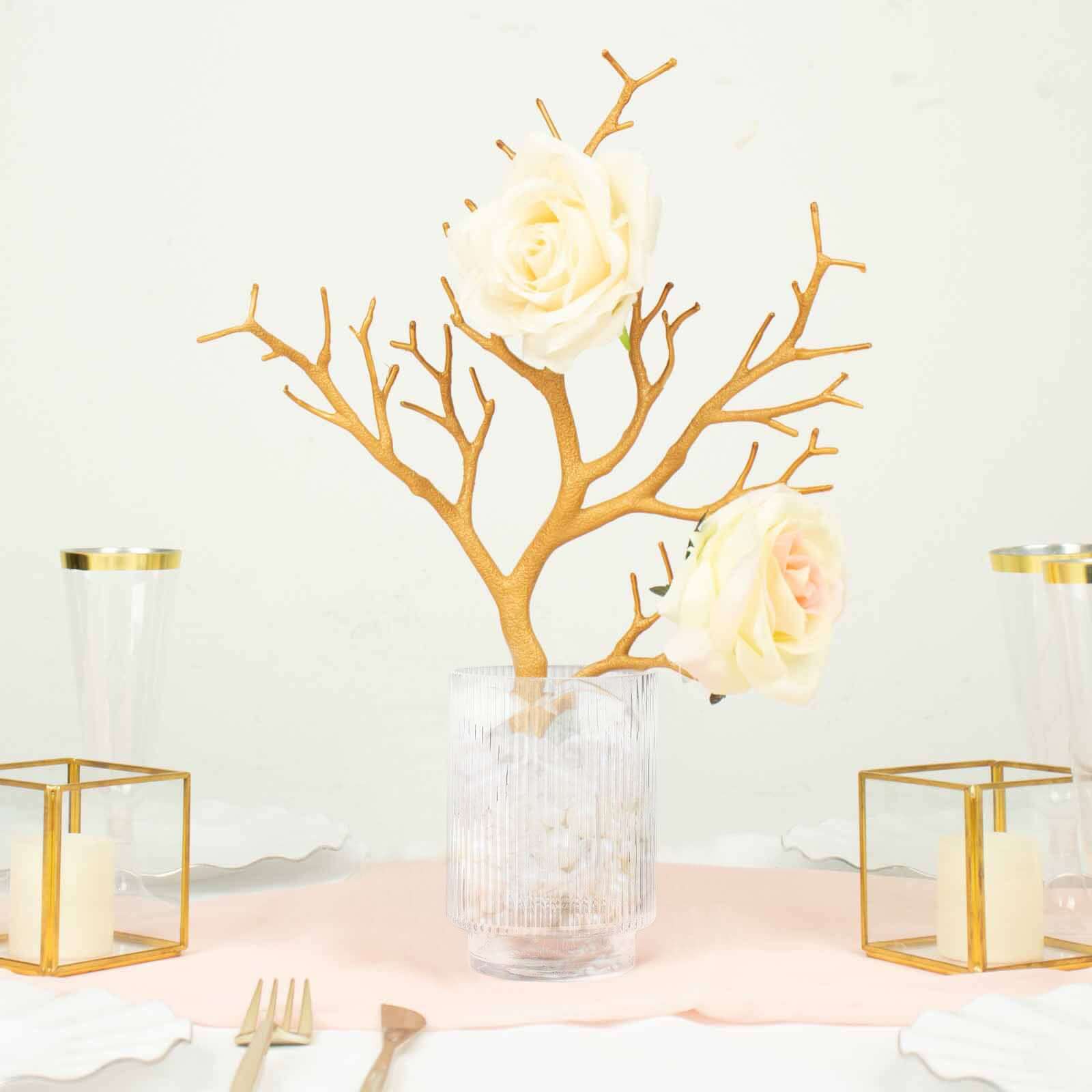10-Piece Set of Metallic Gold Artificial Manzanita Tree Branches - Ideal for Vase Filler, Home & Wedding Decor