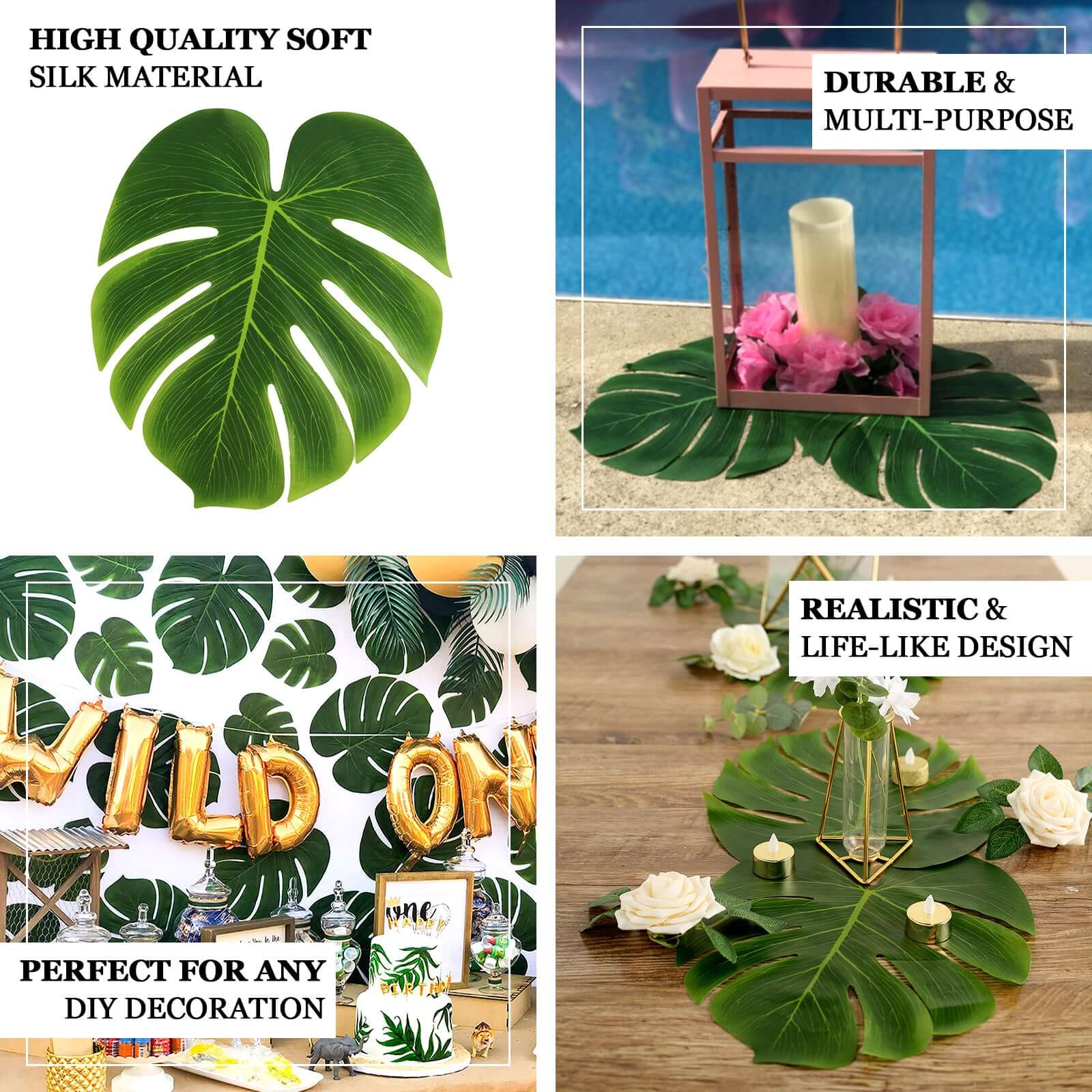 Hot Deal! 12-Pack Large Green Artificial Monstera Palm Leaves for Summer Theme Parties