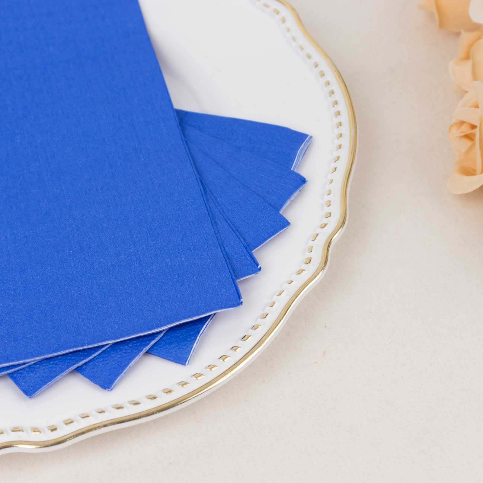 Get 50-Pack Soft Royal Blue Disposable 2-Ply Cocktail Napkins for Weddings