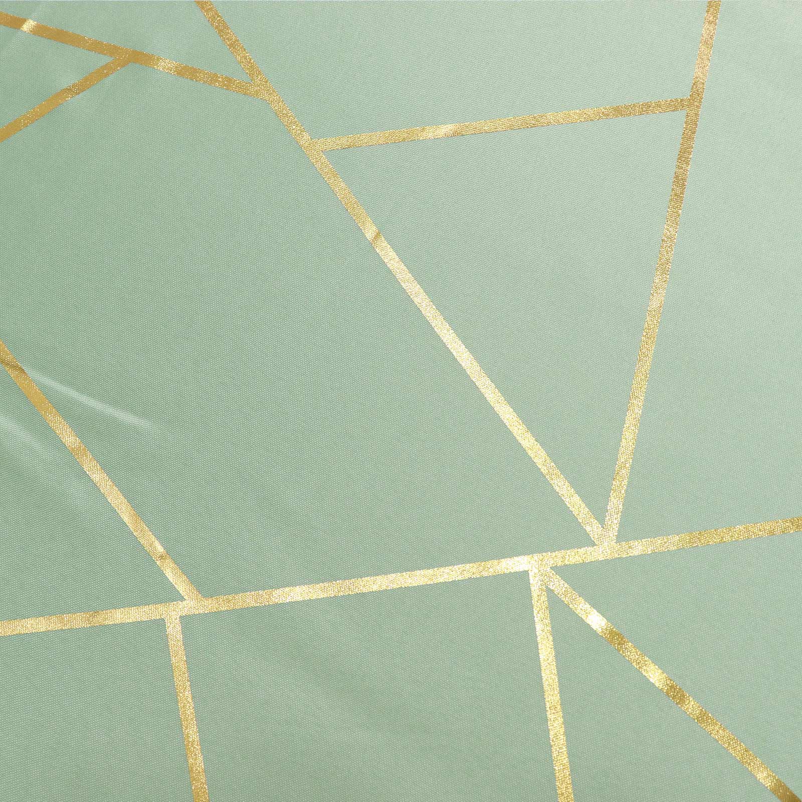 Hot Sale! Wrinkle-Resistant & Durable Polyester Rectangle Tablecloth in Sage Green with Gold Foil Geometric Design (60x102)