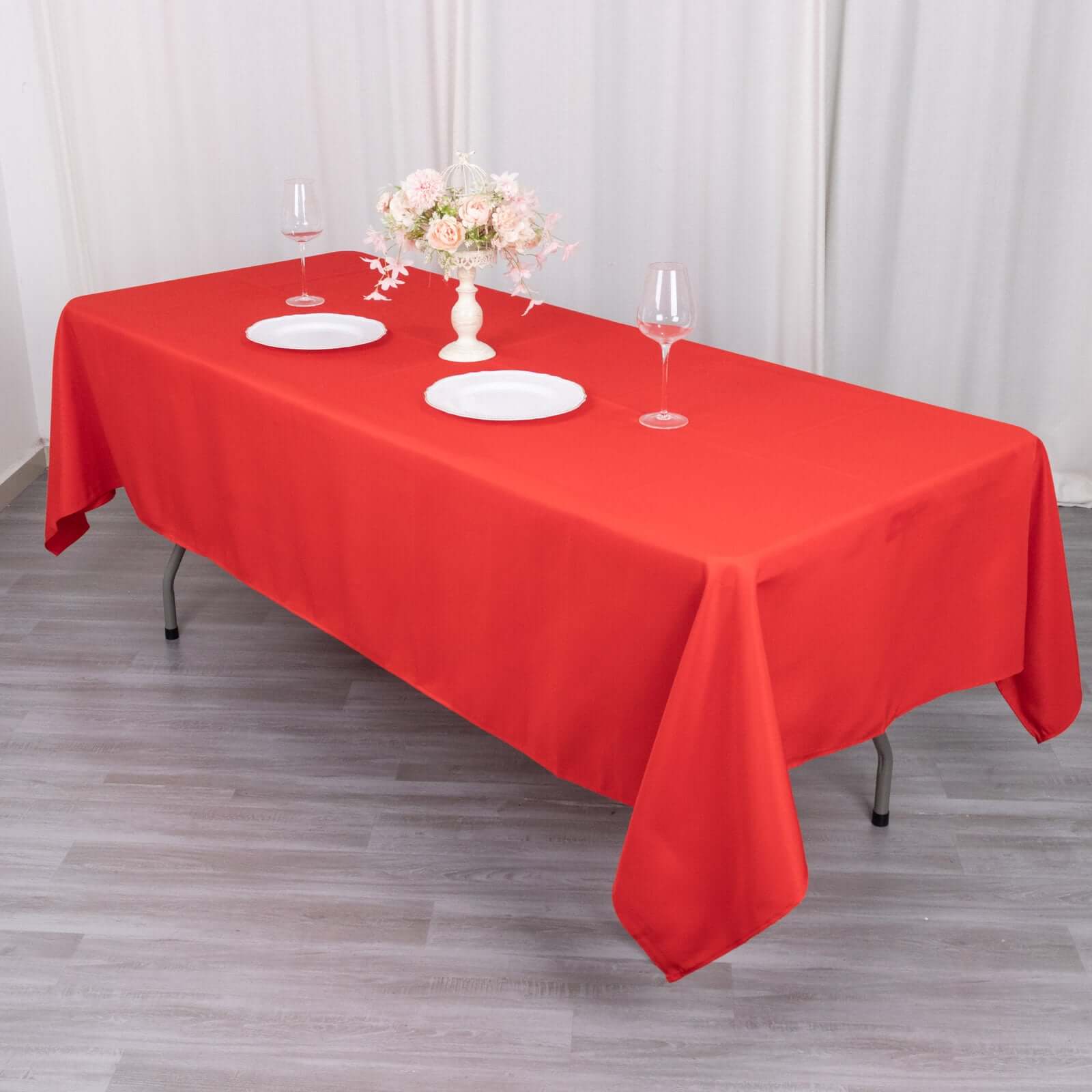 Hot! Durable Red 60x102 Premium Polyester Rectangle Tablecloth - 220GSM Wrinkle-Resistant