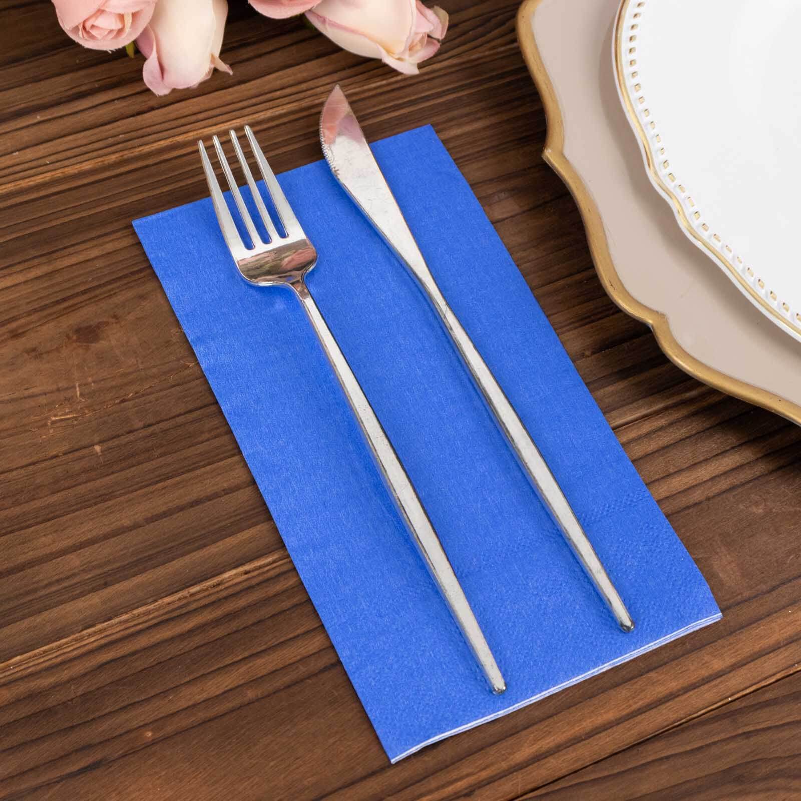 Get 50-Pack Soft Royal Blue Disposable 2-Ply Cocktail Napkins for Weddings