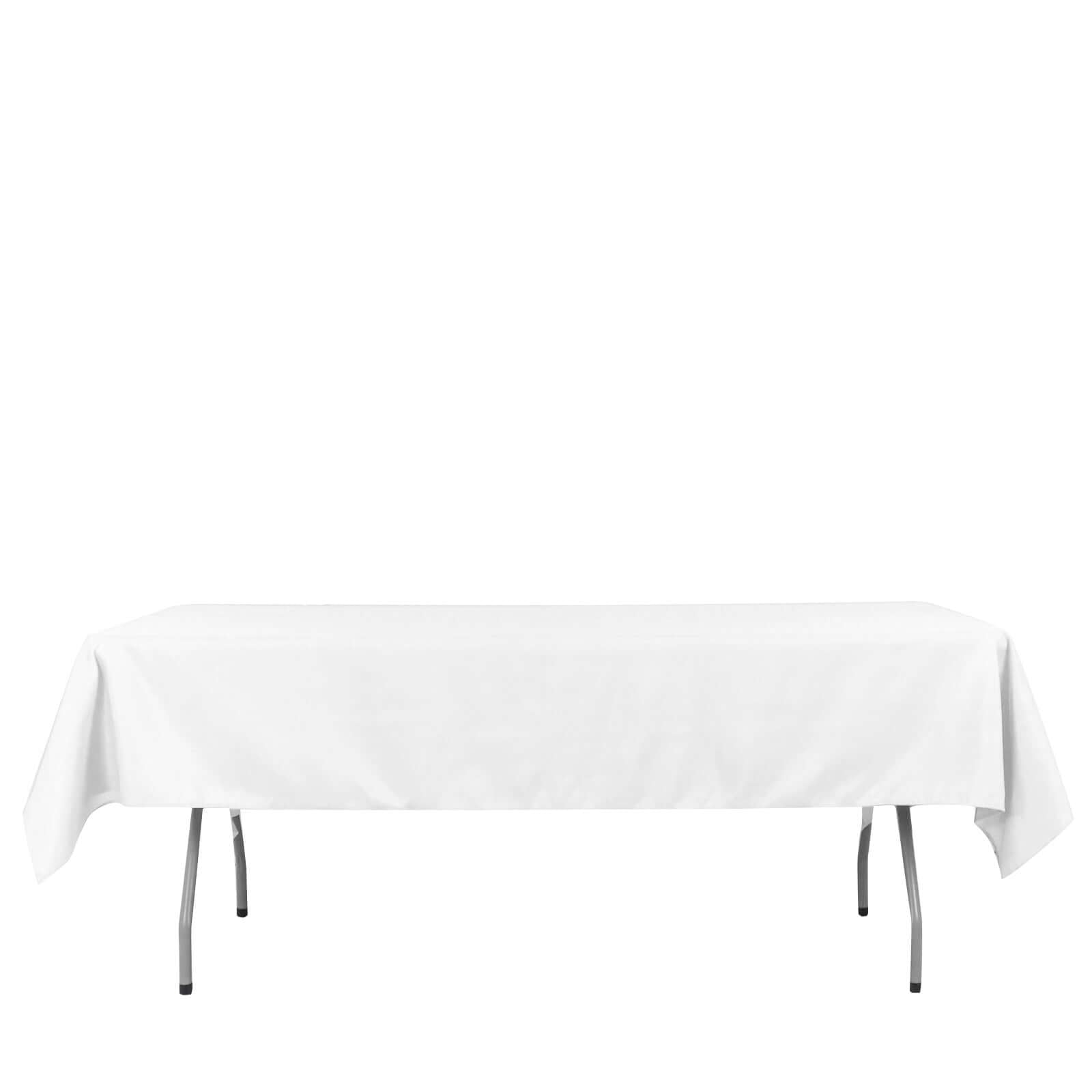 Wrinkle-Resistant White Polyester Rectangle Tablecloth 54x96 for Weddings & Events