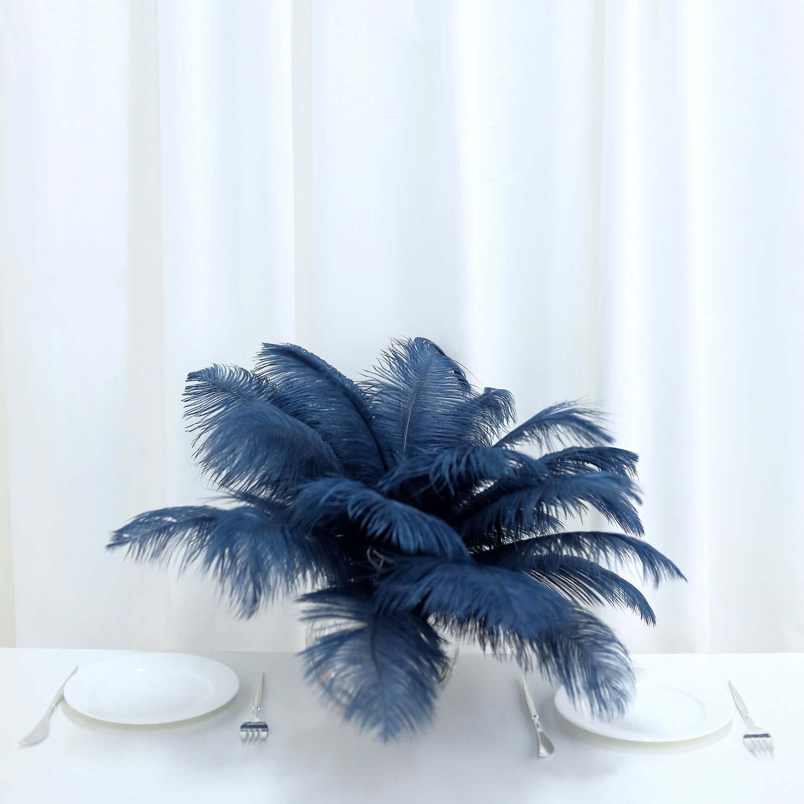 12-Piece Set of 13 - 15 Inch Navy Blue Authentic Ostrich Feathers for DIY Centerpieces