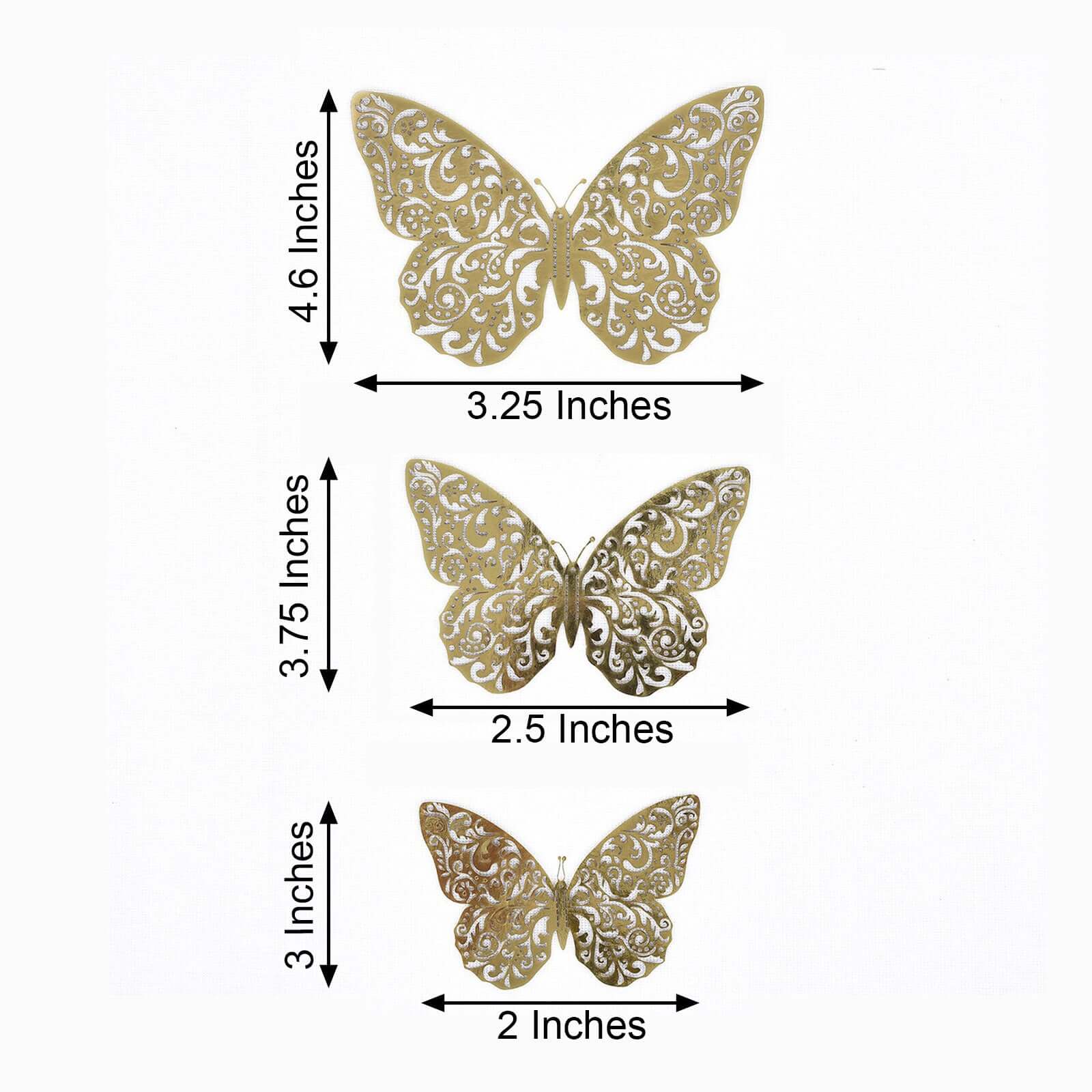 12-Pack Gold 3D Butterfly Wall Decals - DIY Removable, Eye-Catching Decor
