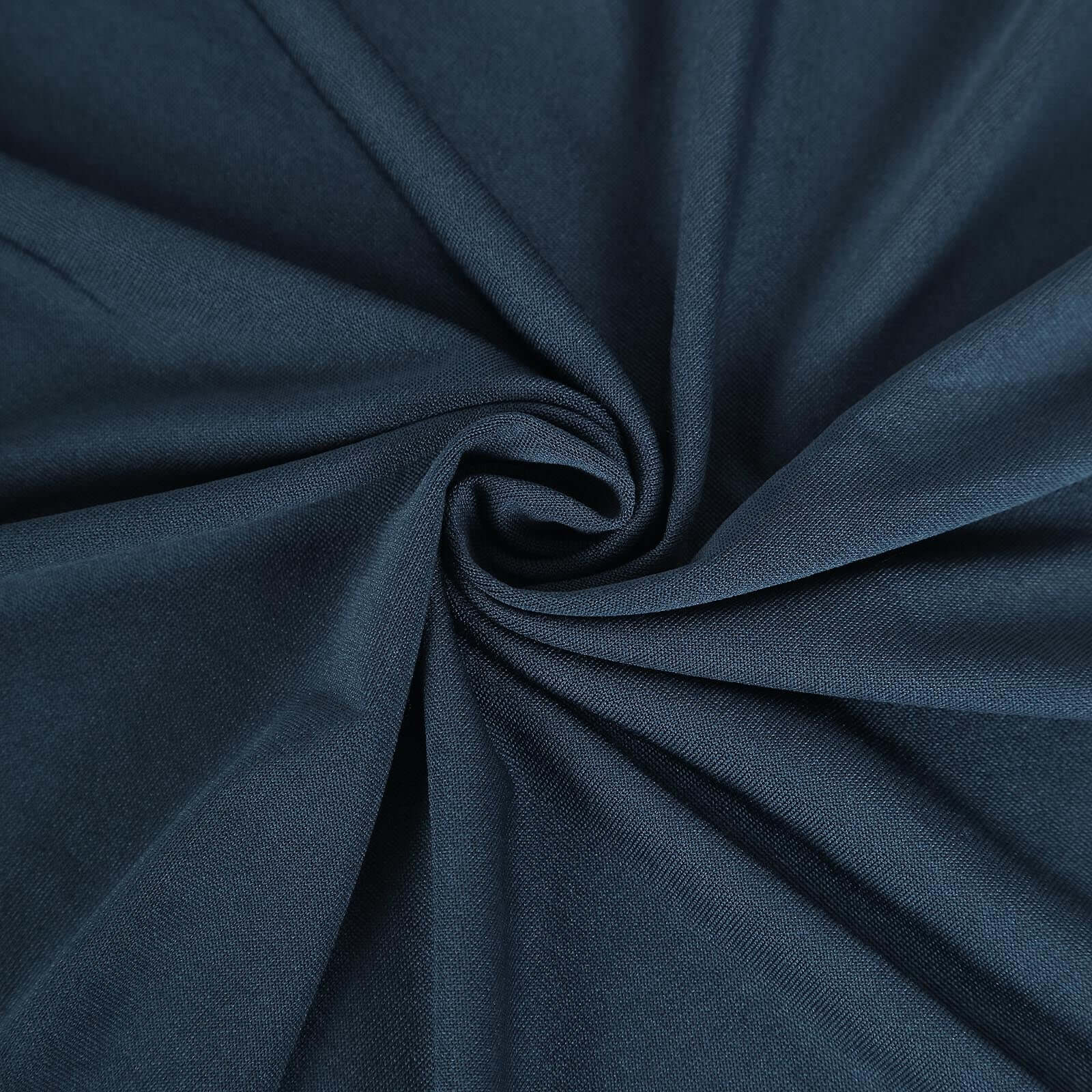 Navy Blue Stretch Spandex 96x30 Rectangle Table Cover with Curved Open Back - Professional Look