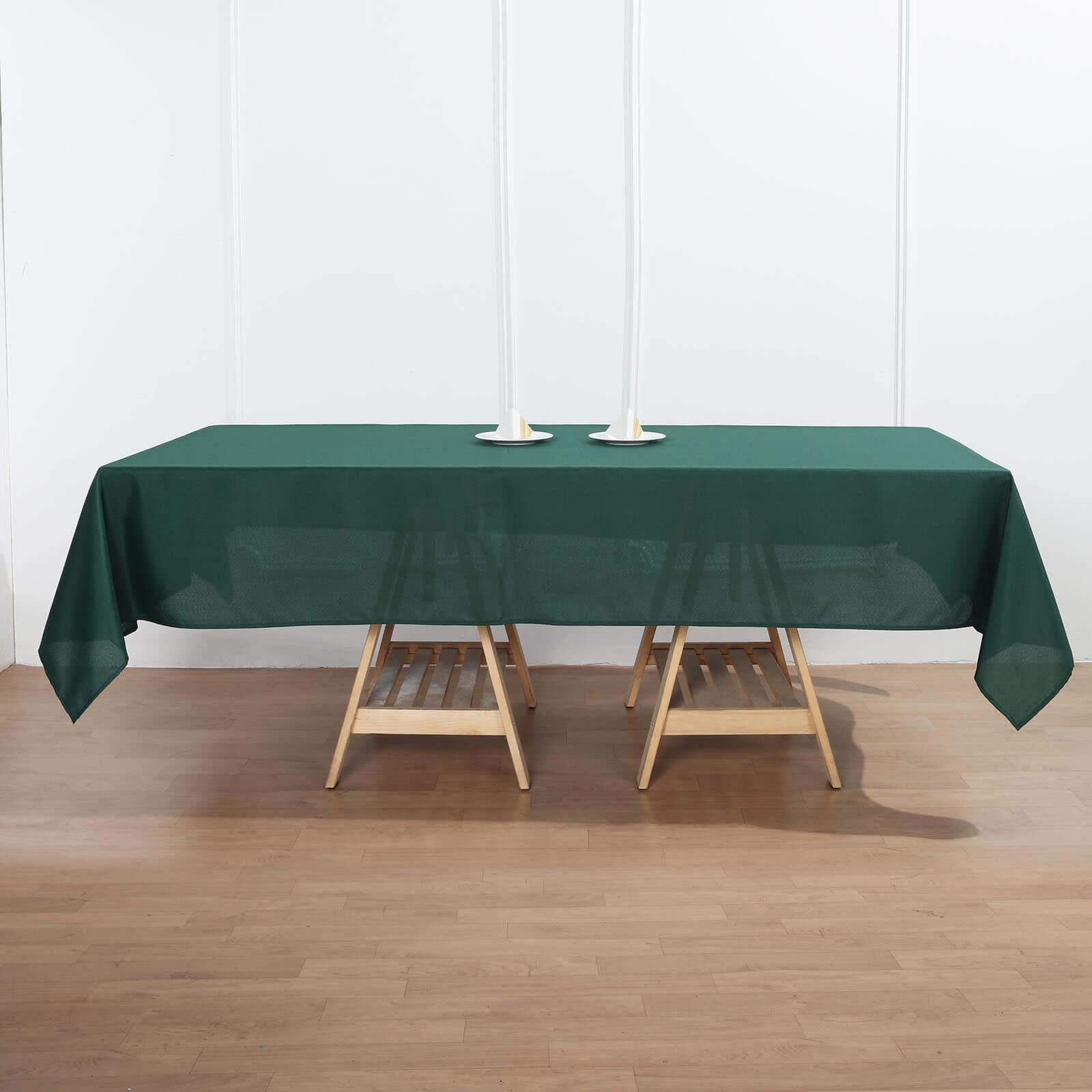 Hot Sale! Durable and Stylish 100% Polyester 60x102 Rectangle Hunter Emerald Green Tablecloth