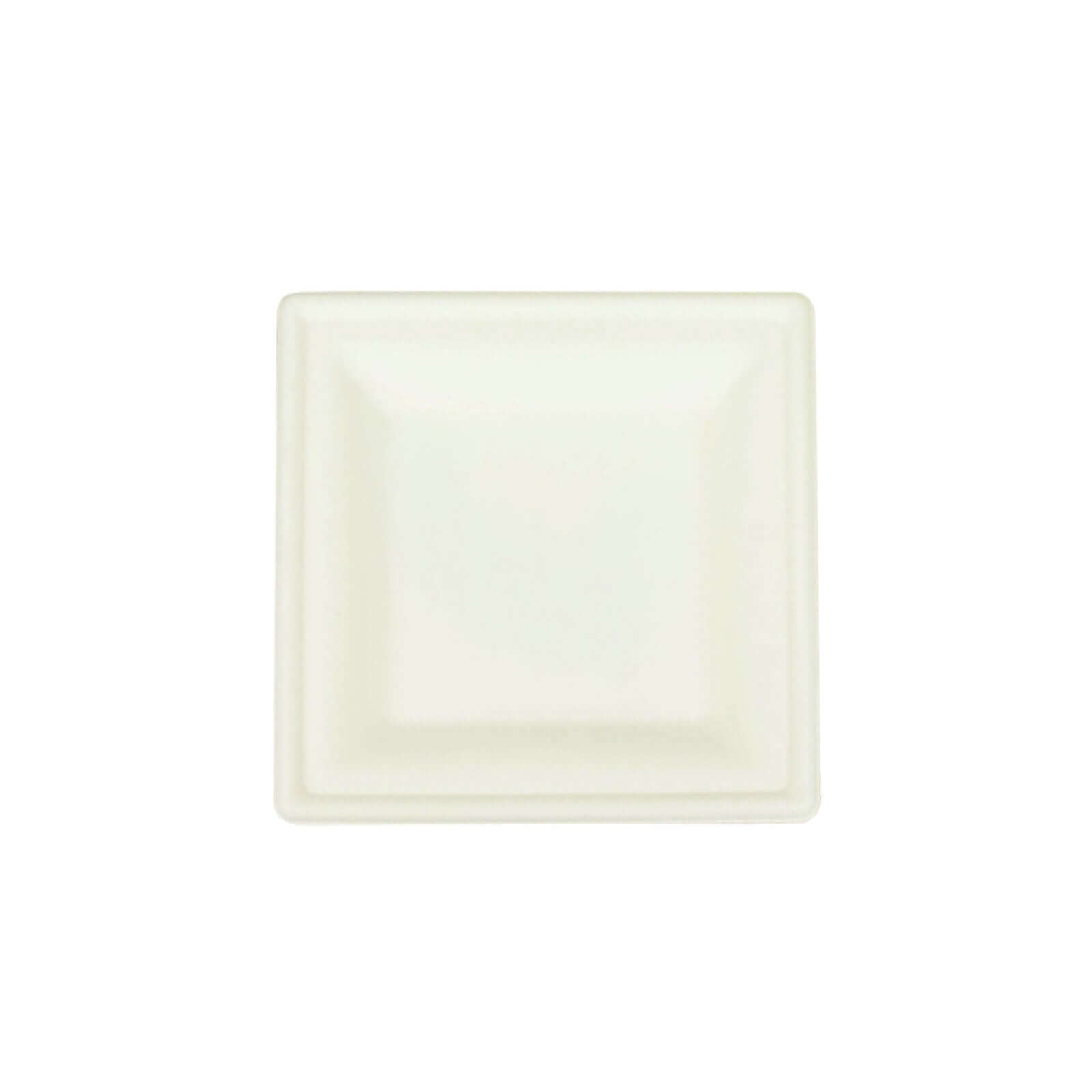 50-Pack White Bagasse 8" Square Wide Rim Dessert/Salad Plates - Eco-Friendly for Parties