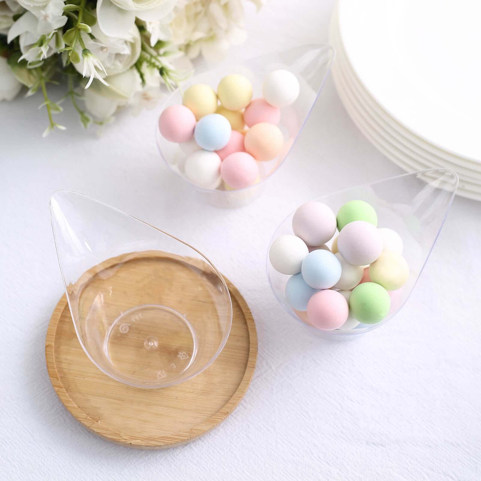 24-Pack Clear Plastic Disposable Mini Dessert Cups with Teardrop Top for Parties - 3oz