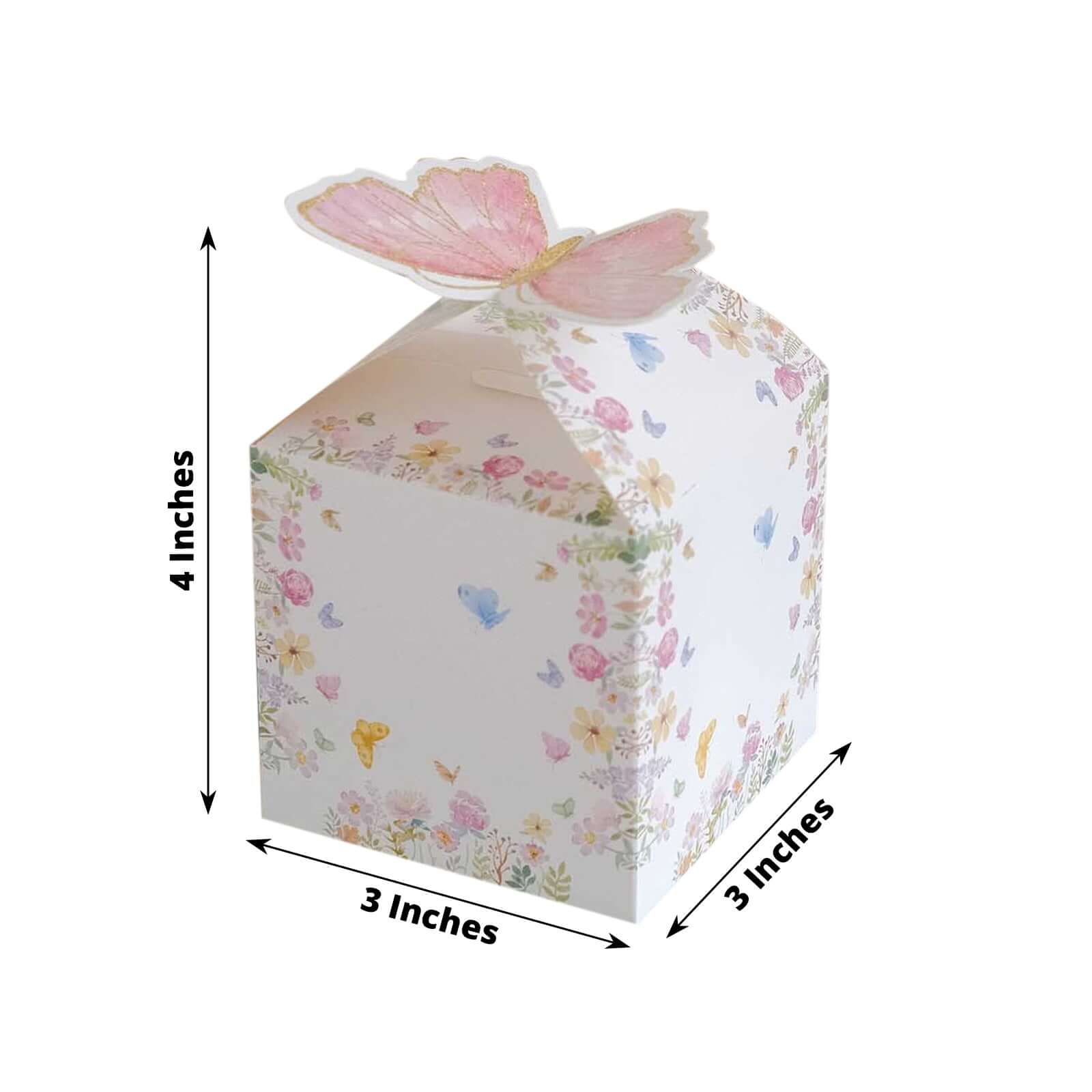Hot Deal! 25-Pack White and Pink Glitter Butterfly Top Floral Party Favor Candy Gift Boxes