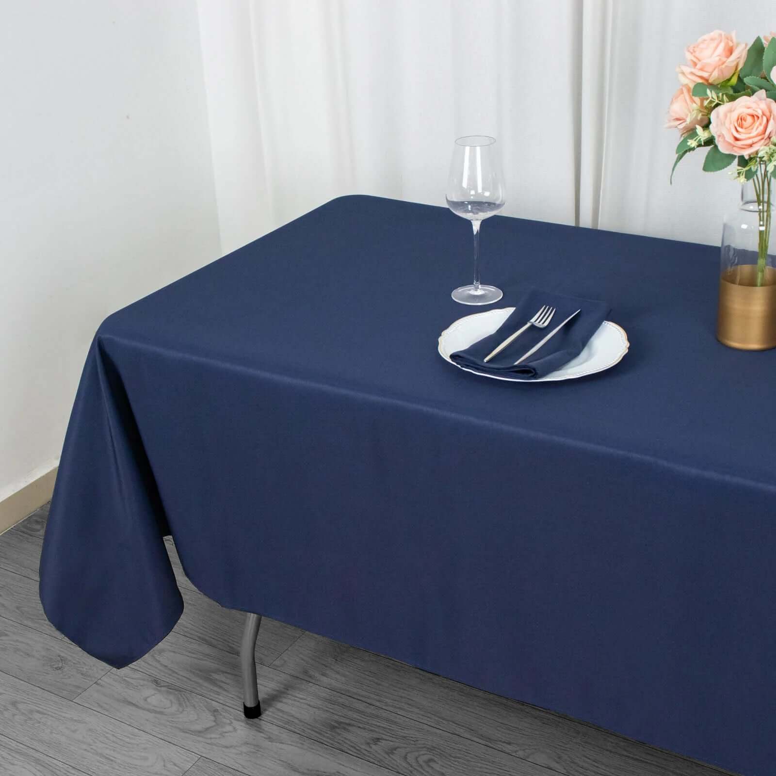 Exclusive Navy Blue 60x102 Rectangle Polyester Tablecloth - 220GSM Durable & Wrinkle-Free