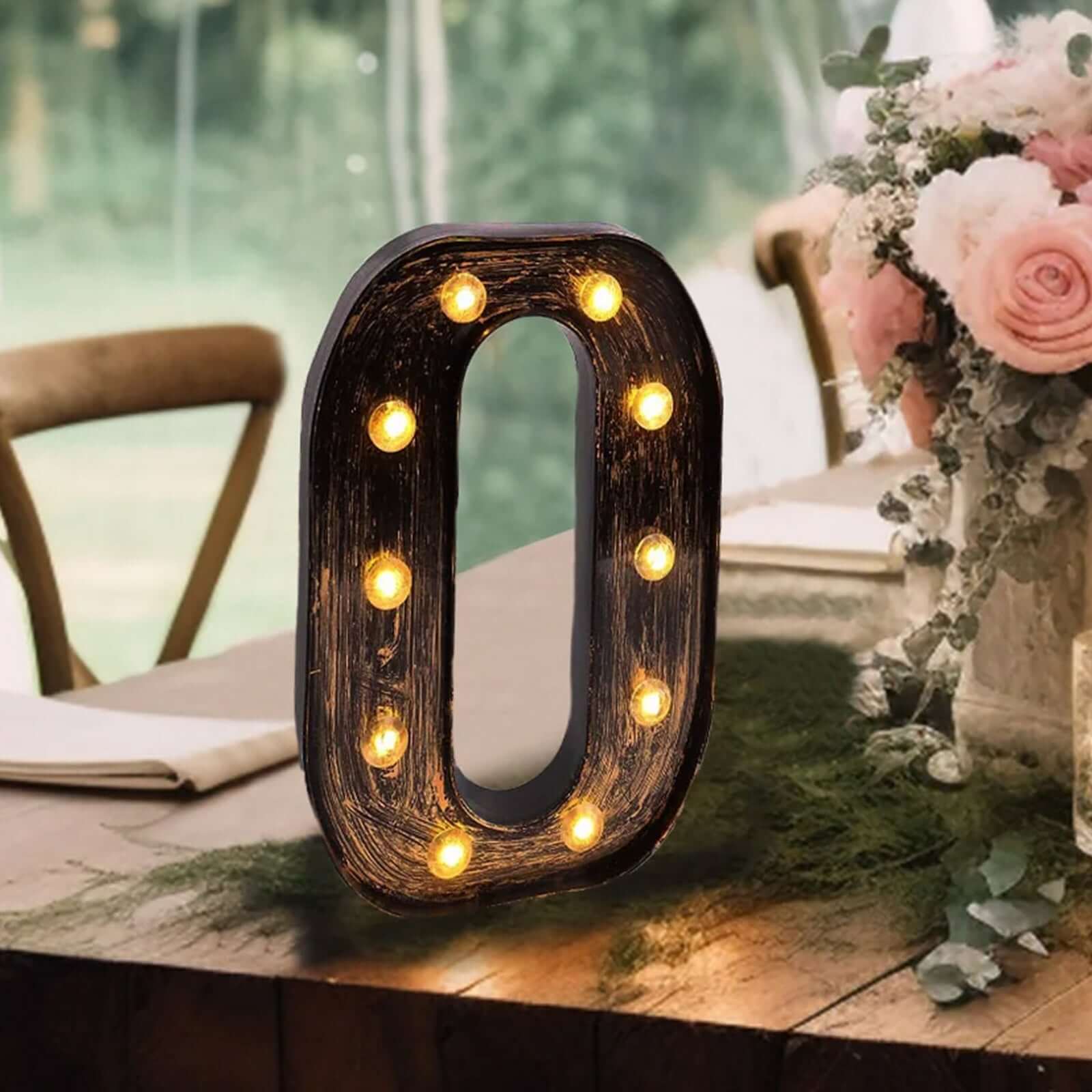 Hot! Industrial Style Antique Black LED Marquee Letter O for Weddings & Displays