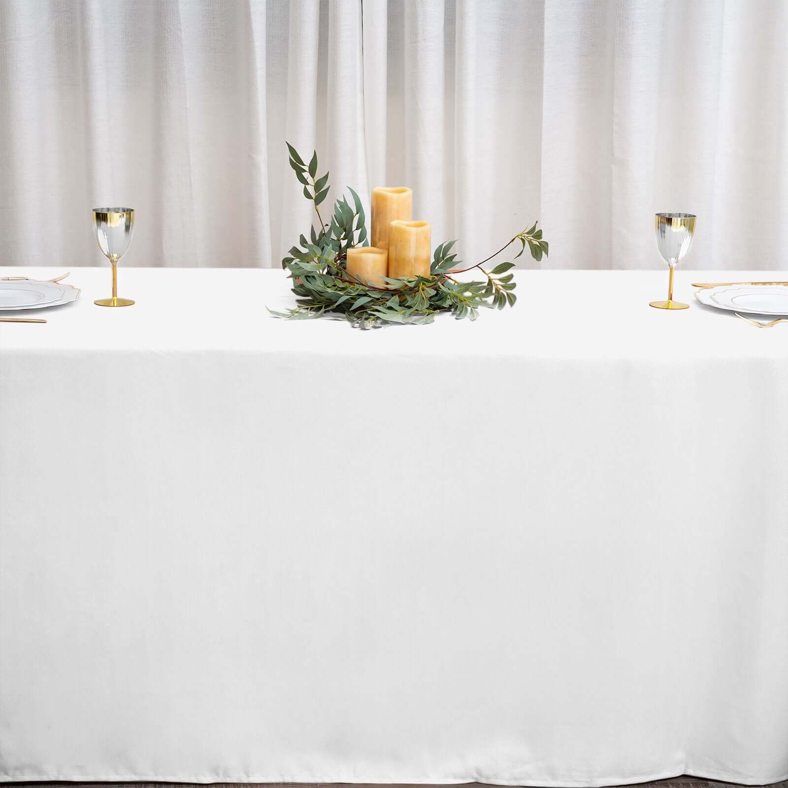 Seamless Wrinkle-Resistant White Polyester Tablecloth (90x156) for Elegant Gatherings - Great Deal!