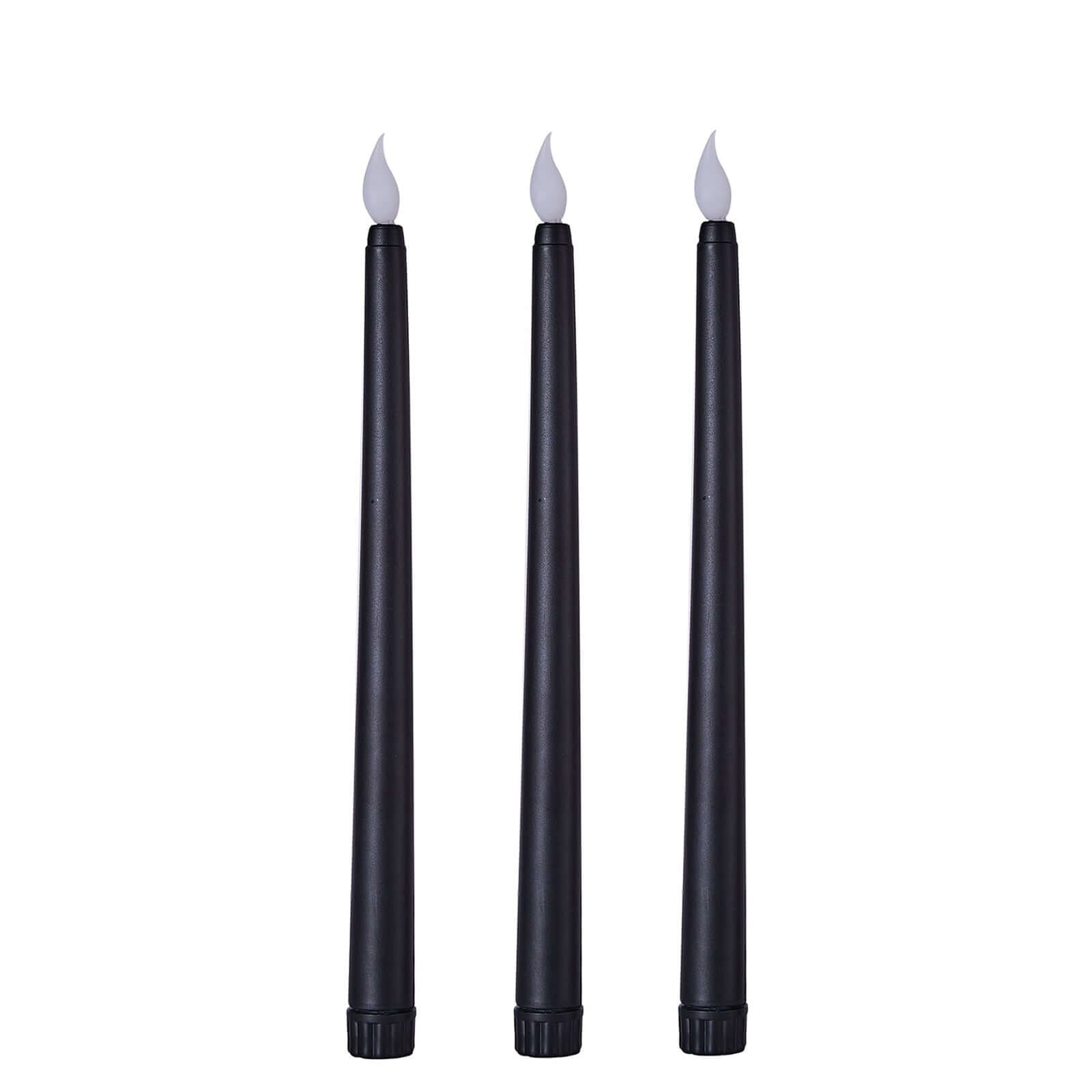 3-Pack Black Flameless Taper LED Decorative Candles with Warm Flickering Light - Ideal for Various Occasions