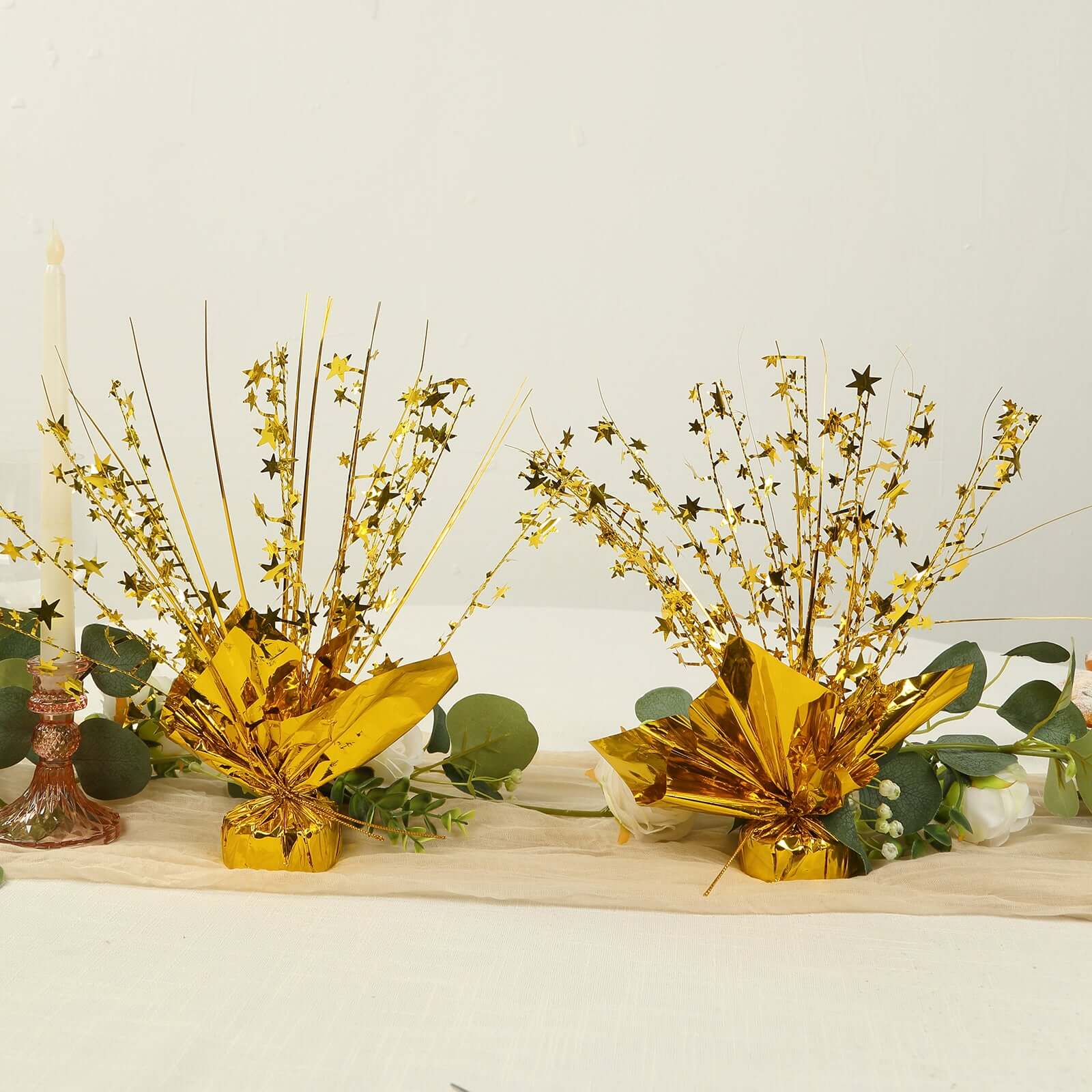 6-Pack Metallic Gold Star Foil Spray Centerpieces: Free-Standing Party Decor with Eye-Catching Design