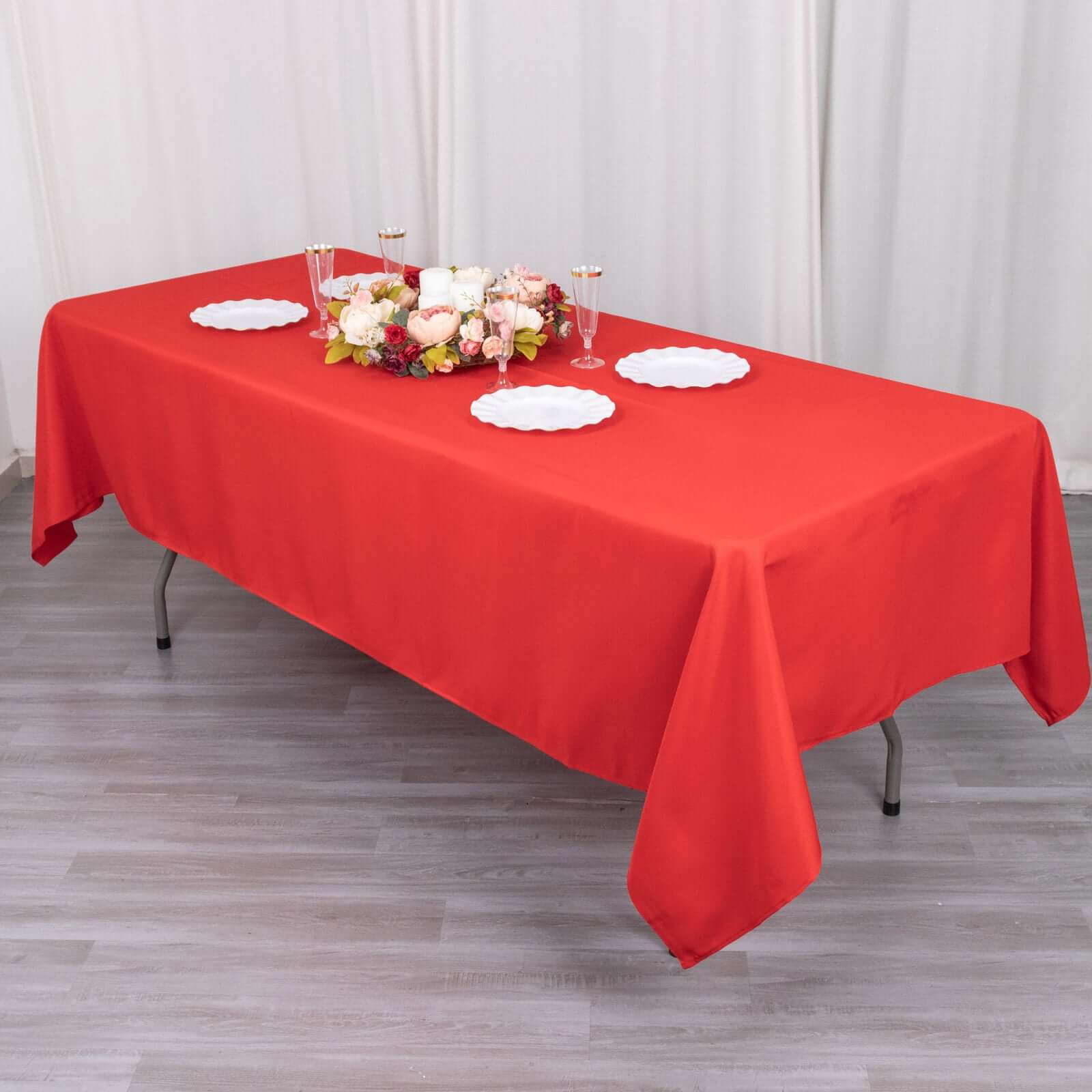 Hot! Durable Red 60x102 Premium Polyester Rectangle Tablecloth - 220GSM Wrinkle-Resistant