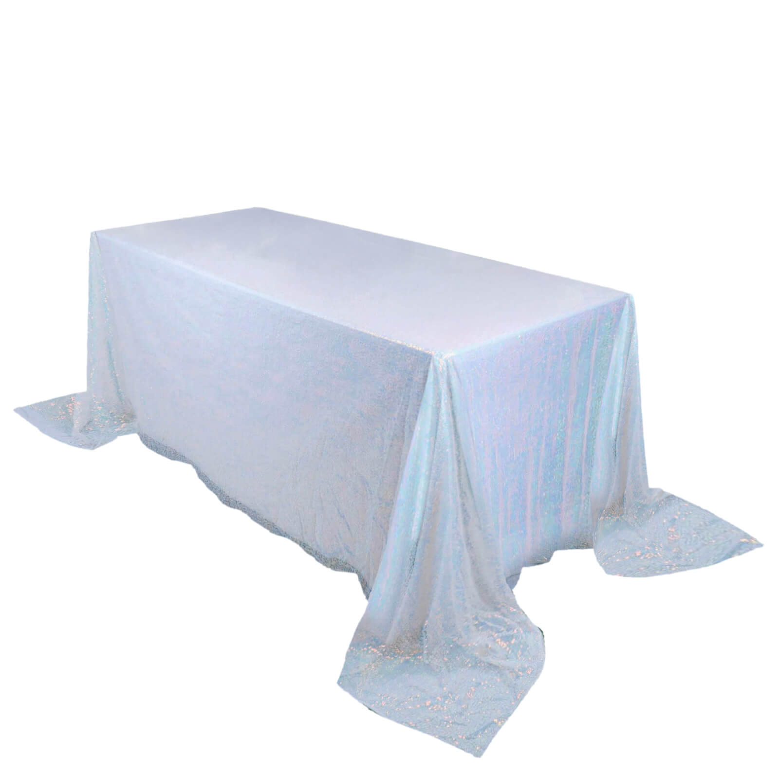 Iridescent Blue Seamless Sparkly 90x132 Rectangle Sequin Tablecloth