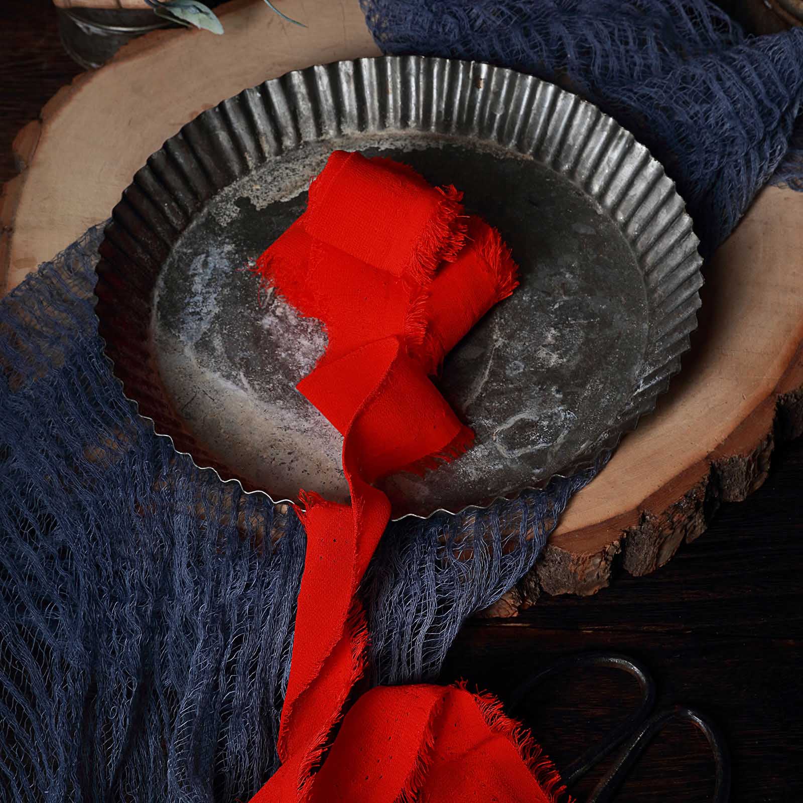 2-Pack Special Offer: 6-Yard Red Silk-Like Chiffon Linen Ribbon Rolls for Gift Wrapping & Decor